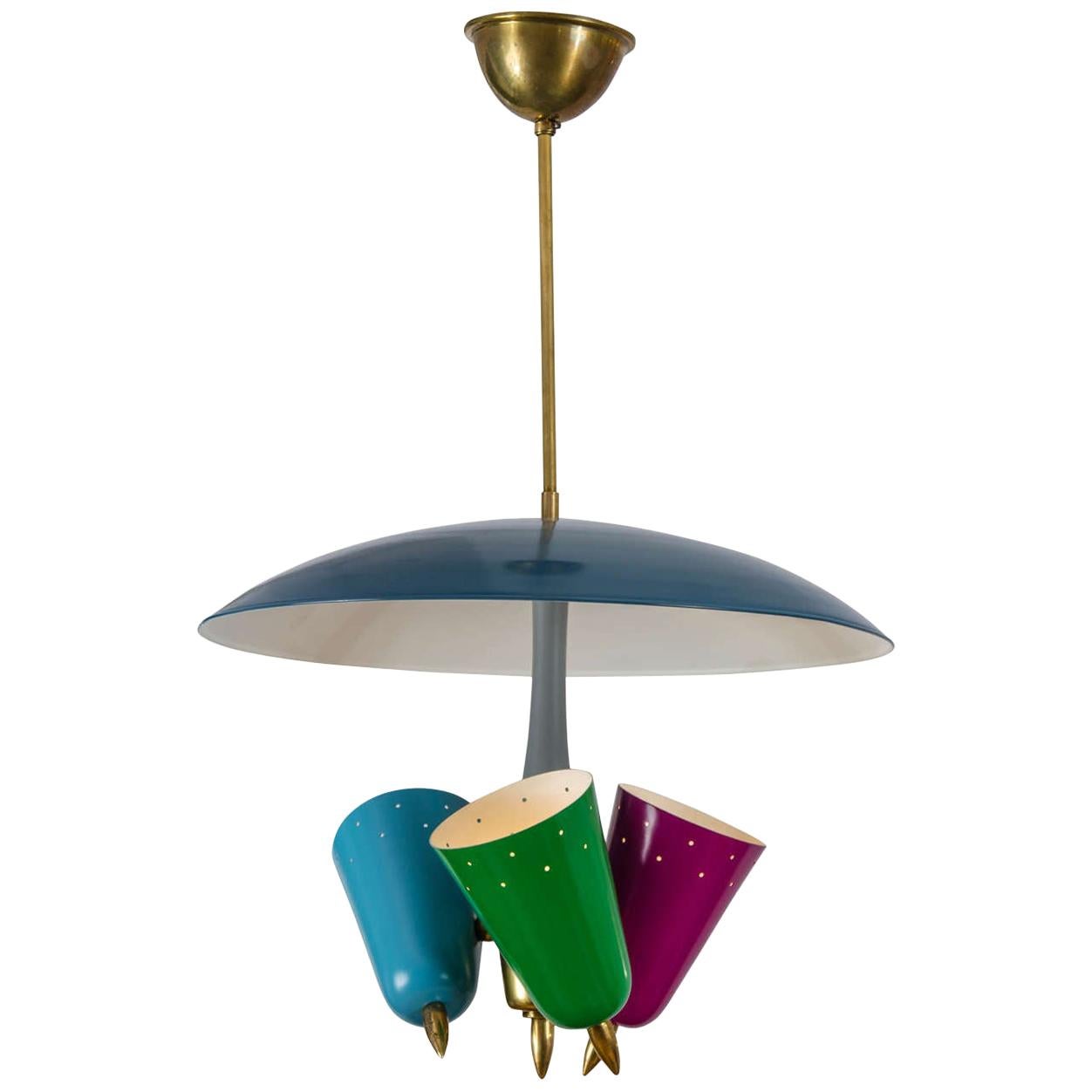 Pendant Lamp in Multi-Color Metal, Italy, 1950s