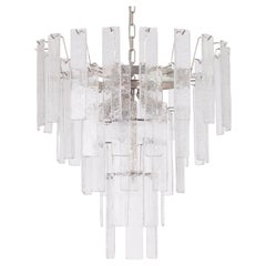 Lámpara colgante de cristal de Murano, araña listelli transparente, Italia
