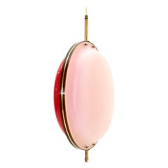 Pendant Lamp in Red Plastic and Brass by Vicentina Plastiche, 1950s