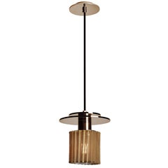 Pendant Lamp in Steel and Glass with Mesh Part, French Contemporary Lighting