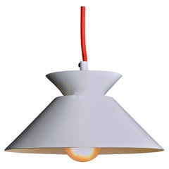 Pendant Lamp in White Lacquered Aluminum, 1970s