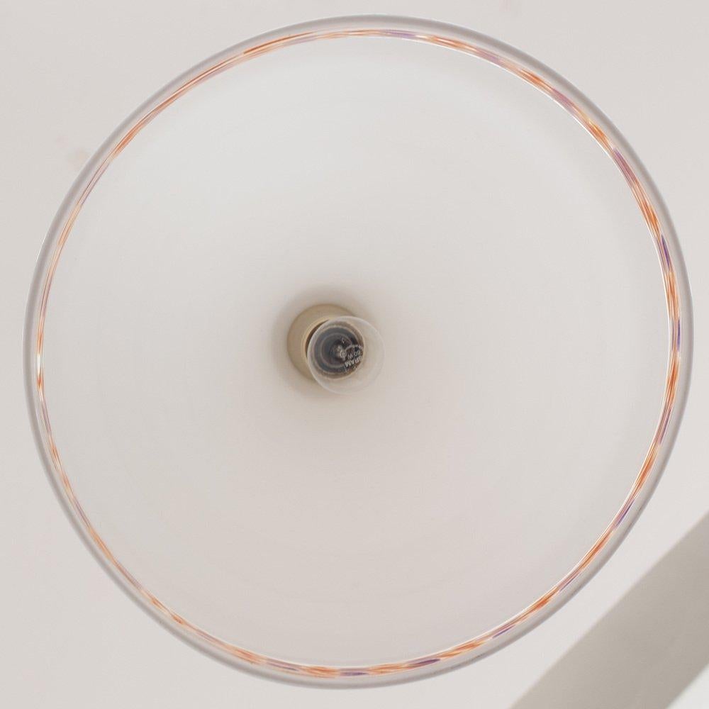20th Century Pendant Lamp in White Murano Glass with Red Murrine, Italy For Sale