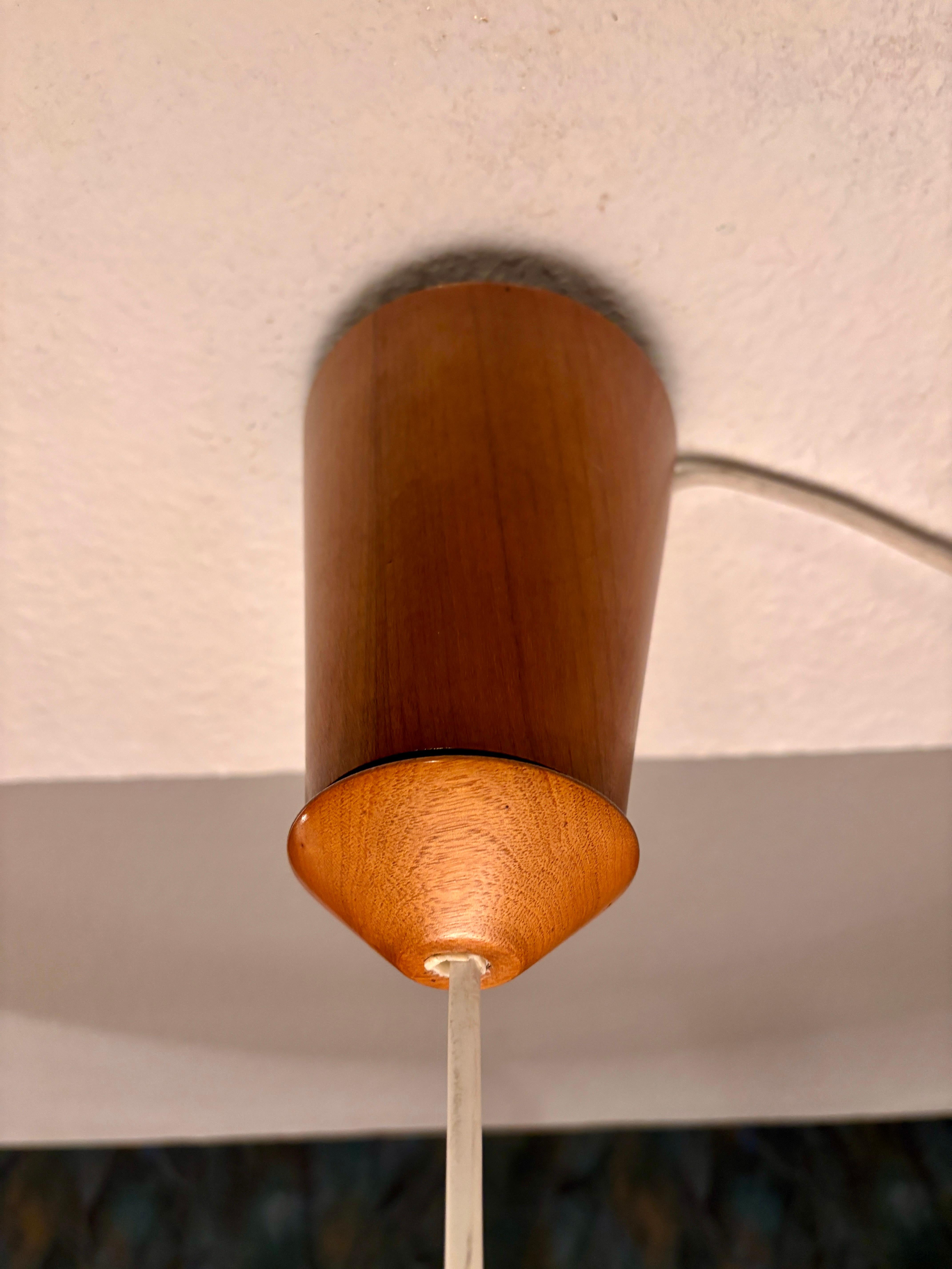 Hängeleuchte aus Sisal und Nussbaumholz von Temde 1960s im Angebot 11