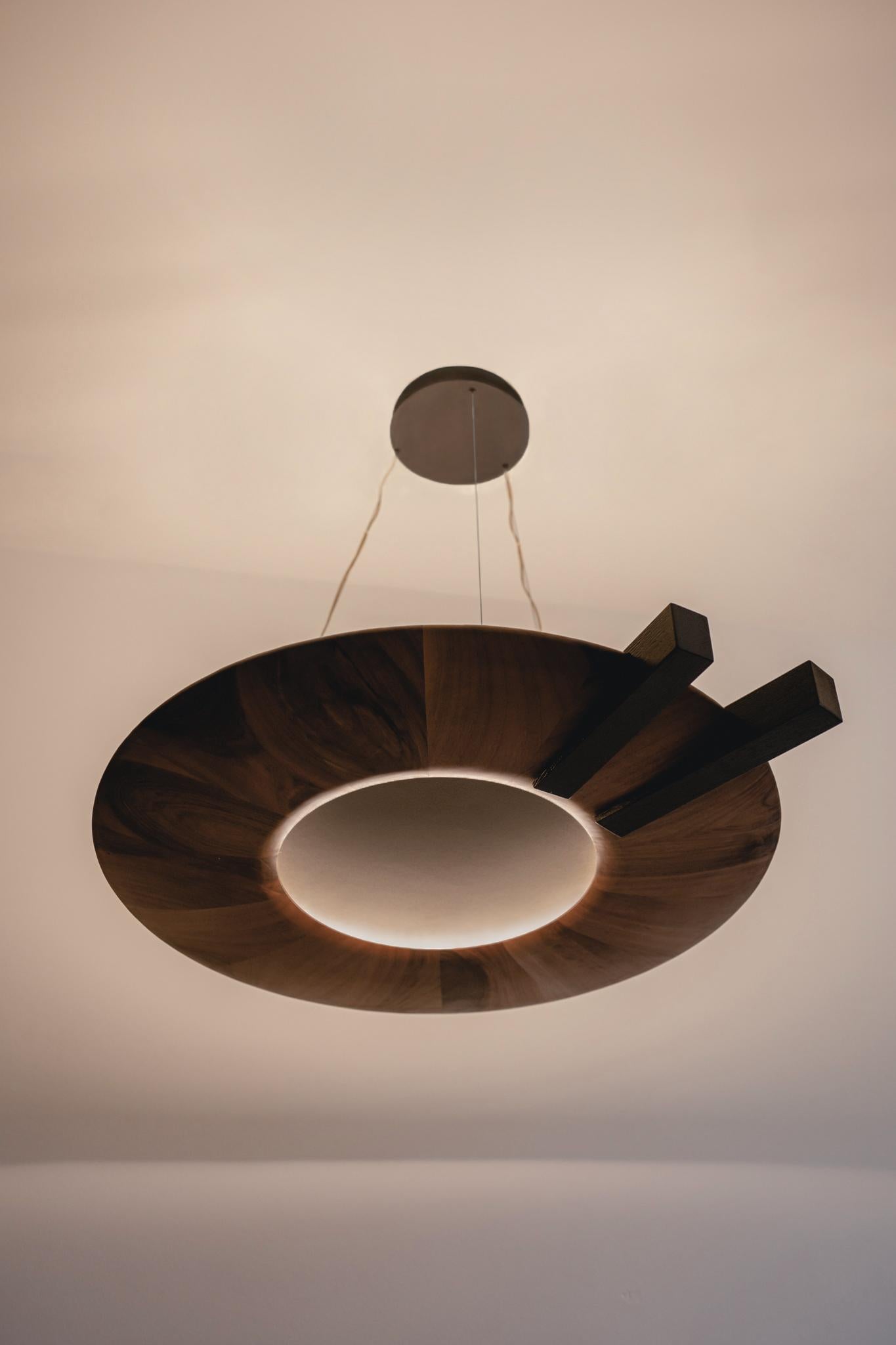 Pendant Lamp Oko Walnut and Oak Wood Handcrafted For Sale 4