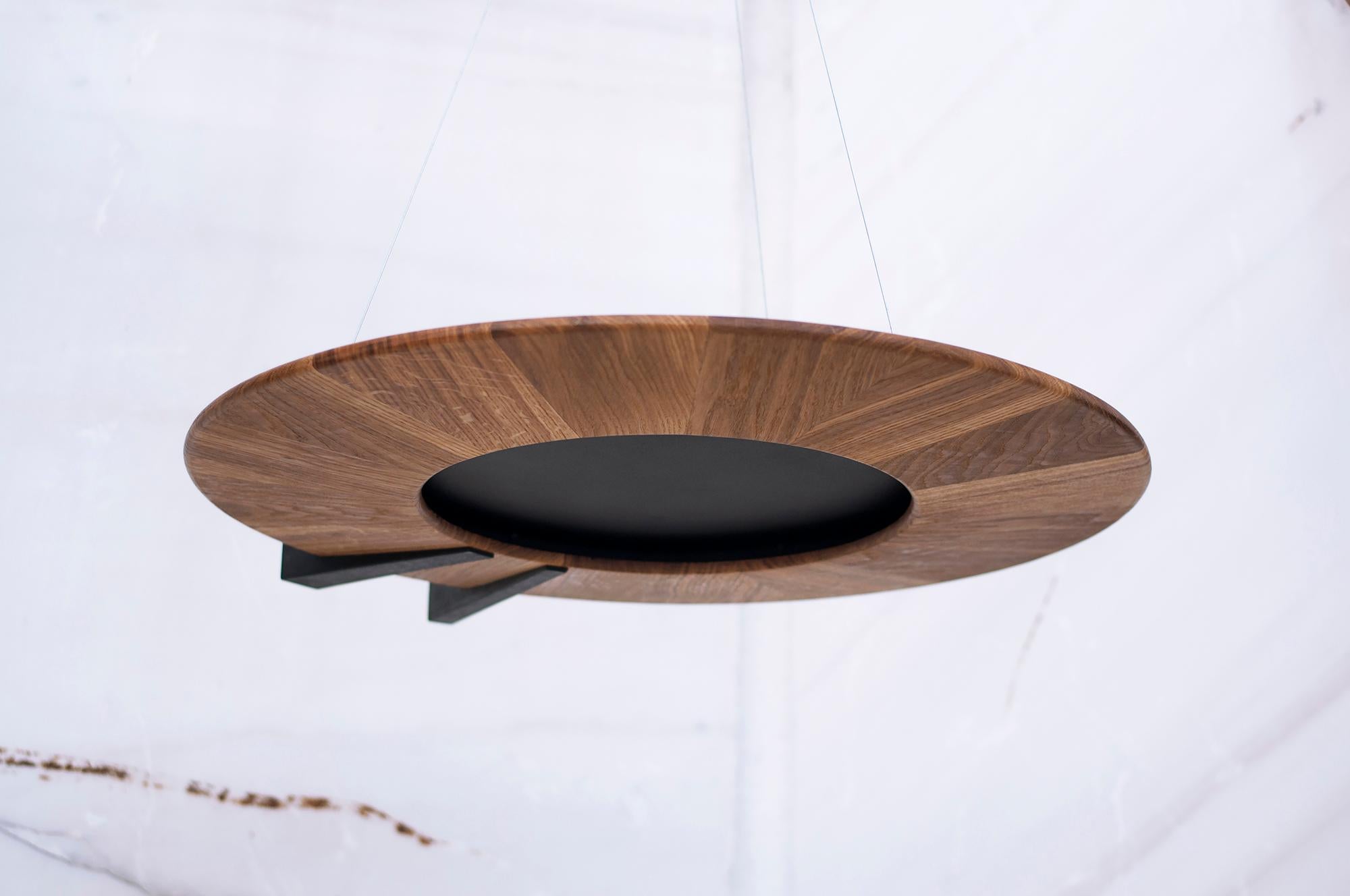 Modern Pendant Lamp Oko Walnut and Oak Wood Handcrafted For Sale