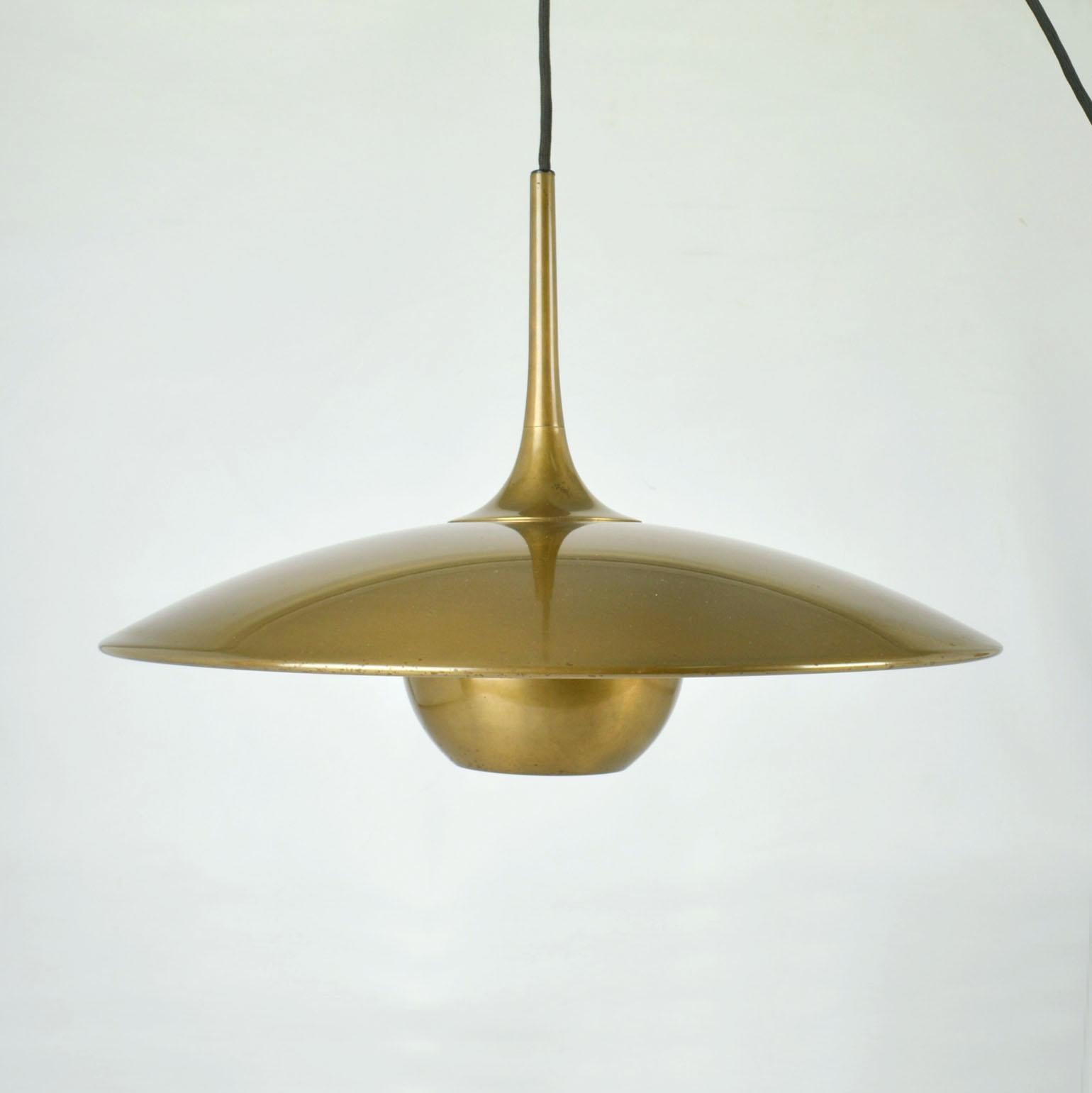 Pendant Lamp Onos 40 in Brass by Florian Schulz 1960's, Counterbalance 1
