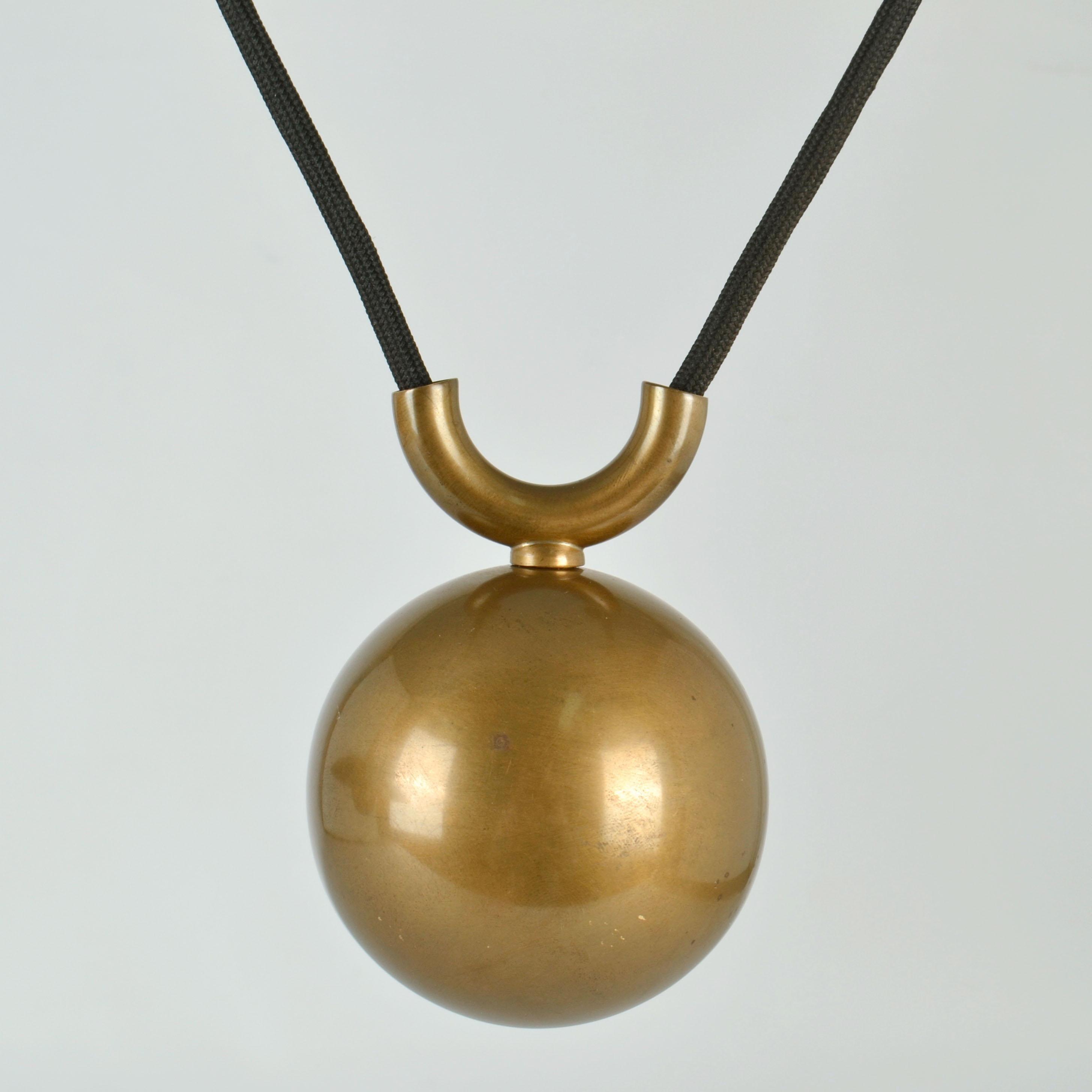 Pendant Lamp Onos 40 in Brass by Florian Schulz 1960's, Counterbalance 2