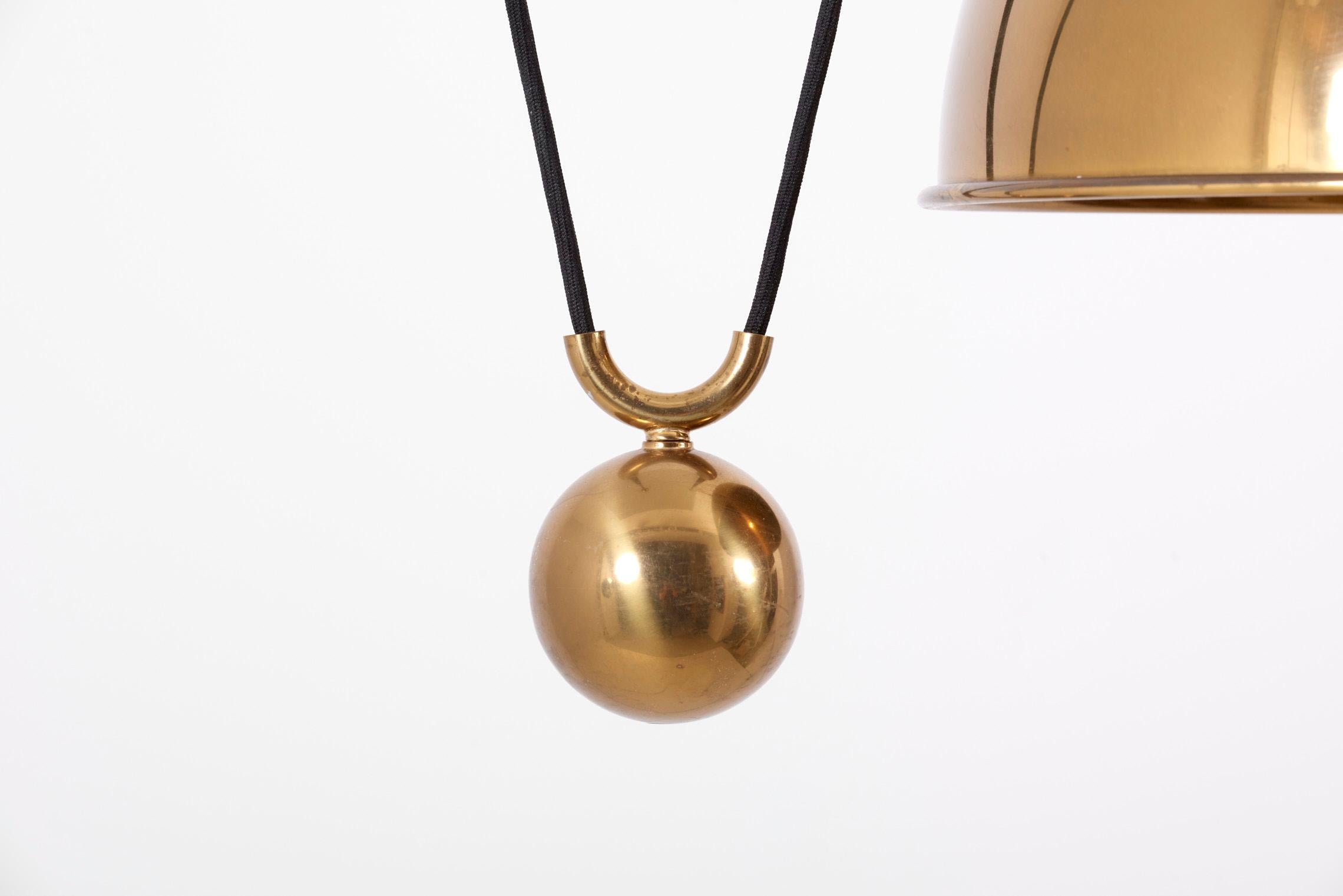Pendant Lamp Posa with Side Pull in Brass by Florian Schulz, Germany, 1970s 5