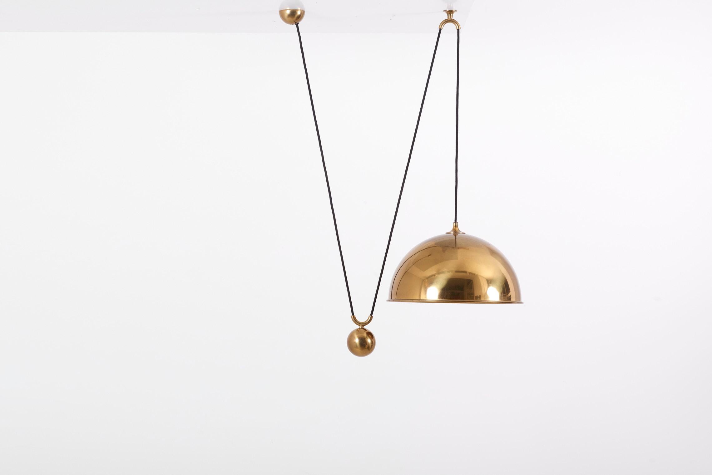 Pendant Lamp Posa with Side Pull in Brass by Florian Schulz, Germany, 1970s 2