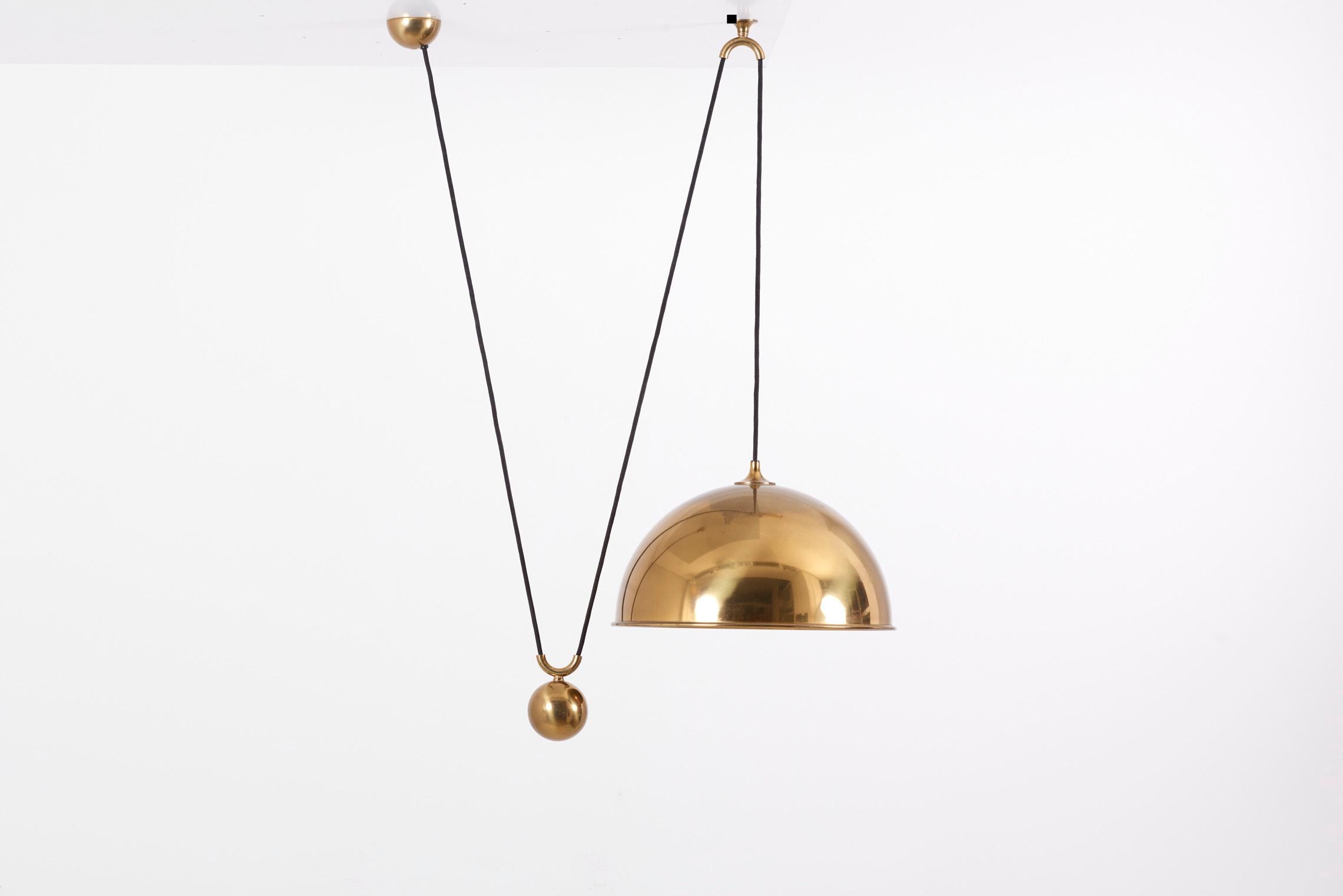 Pendant Lamp Posa with Side Pull in Brass by Florian Schulz, Germany, 1970s 3