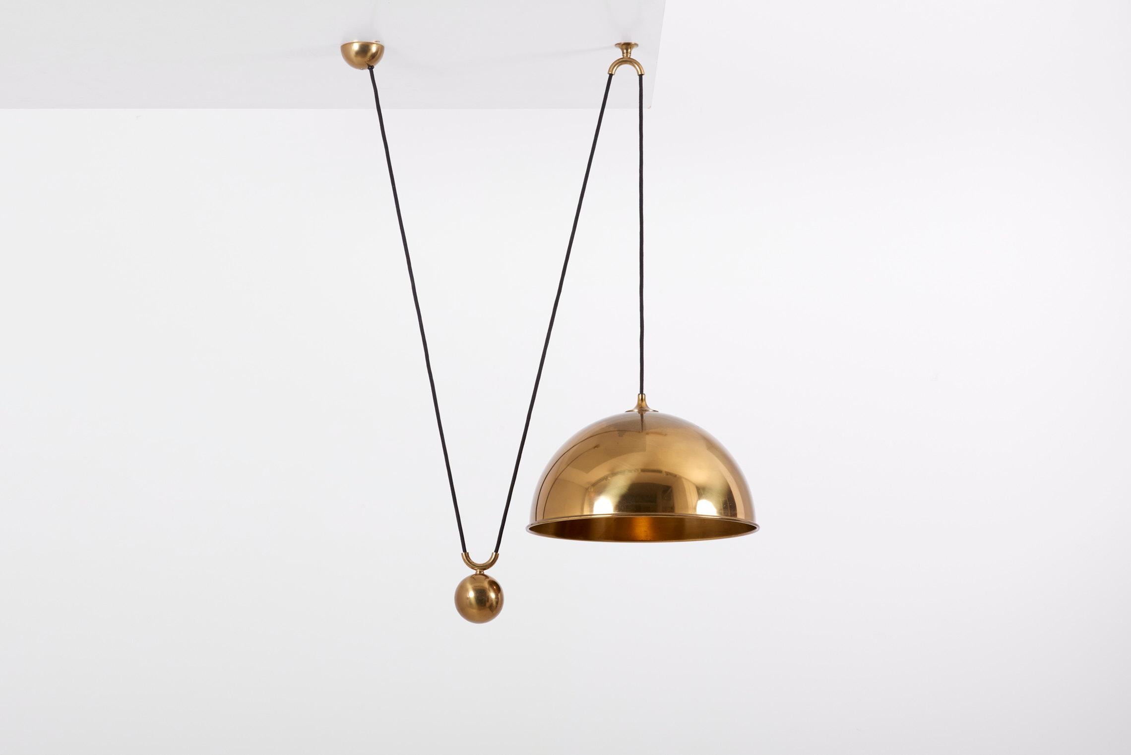 Pendant Lamp Posa with Side Pull in Brass by Florian Schulz, Germany, 1970s 4