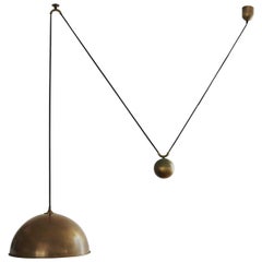 Pendant Lamp Posa with Side Pull in Dull Brass by Florian Schulz, Germany, 1970s