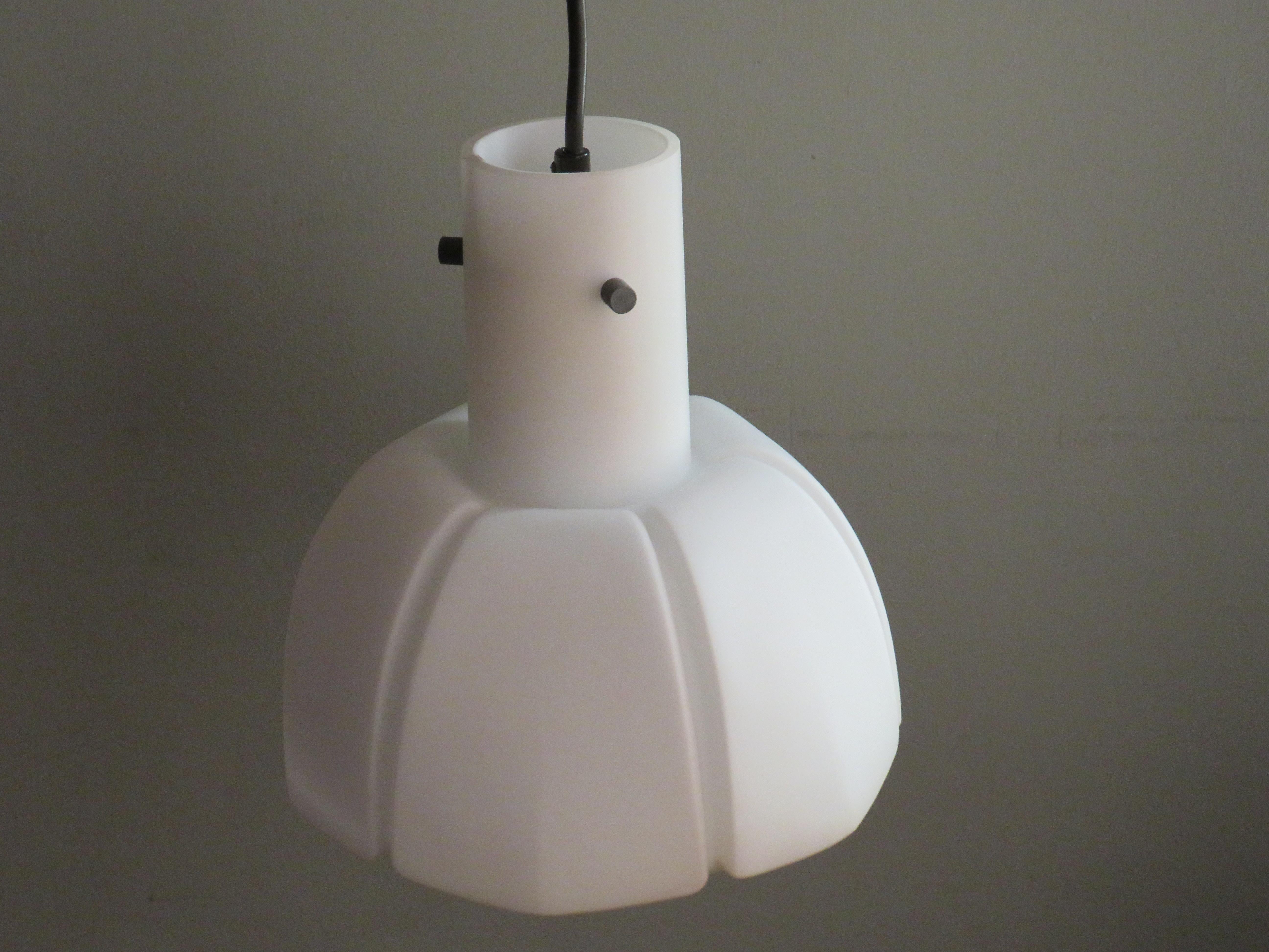 Pendant Lamp, White Opaline, Glashütte Limburg, Germany, 1960s For Sale 9