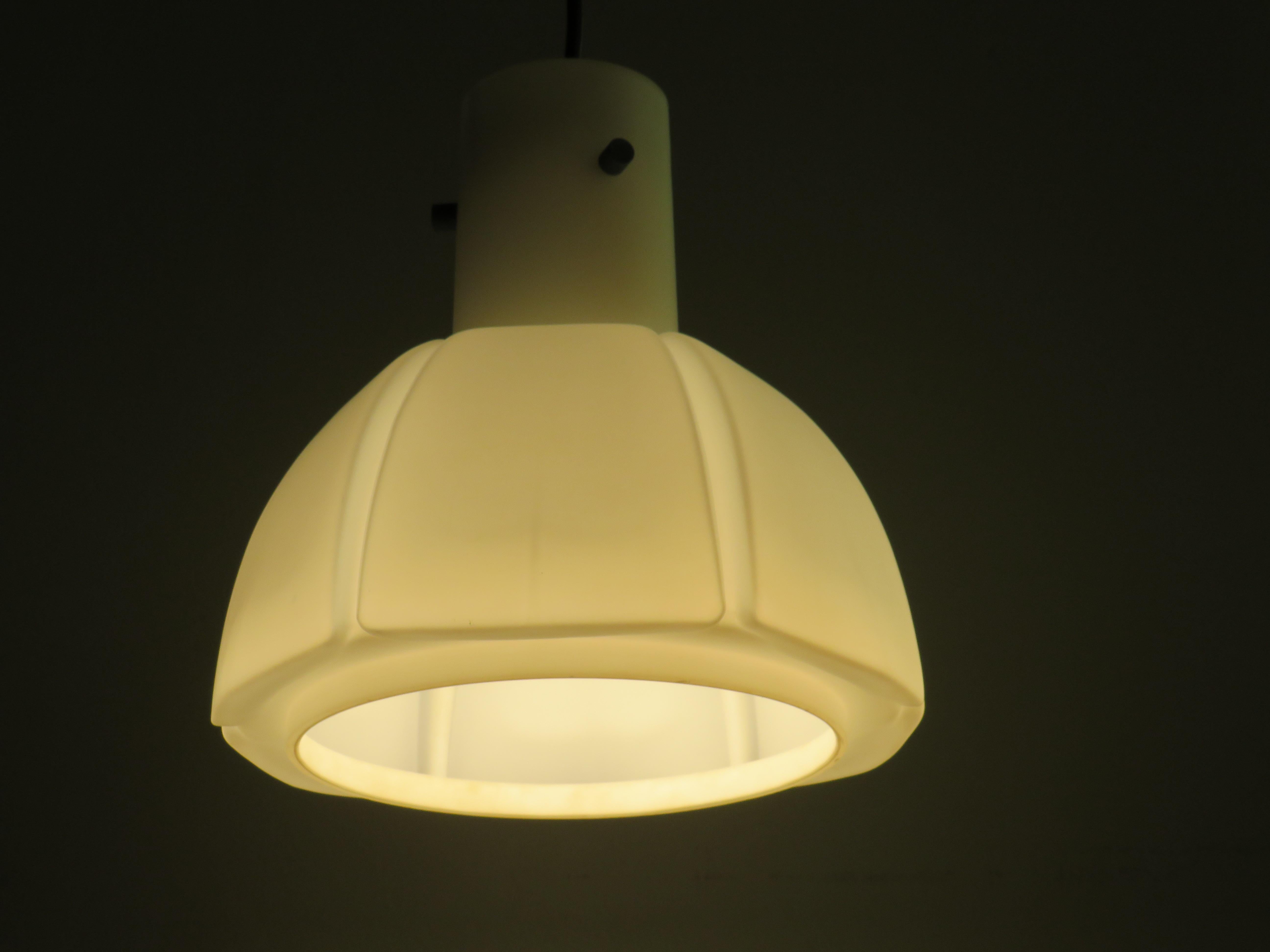 Pendant Lamp, White Opaline, Glashütte Limburg, Germany, 1960s In Good Condition For Sale In Herentals, BE