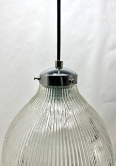 Pendant Lamp with a Corrugated Glass Shade, 1950s, Netherlands