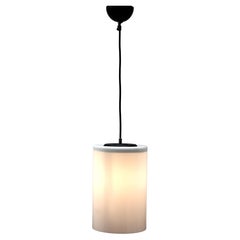 Lampe à suspension avec abat-jour en opaline en forme de cylindre, années 1930, Pays-Bas