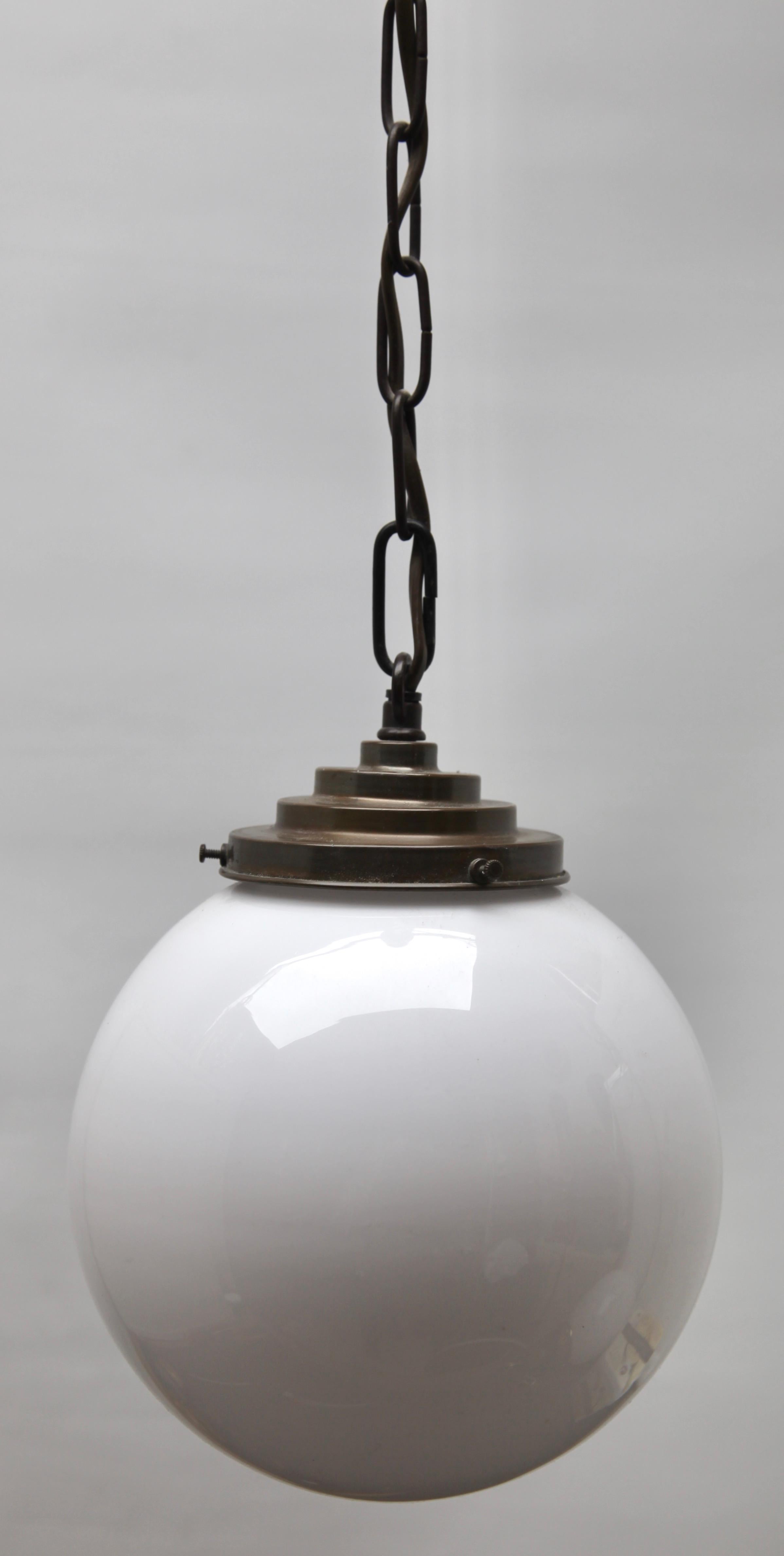 Pendant Lamp with a Opaline Shade, 1930s, Netherlands For Sale 2