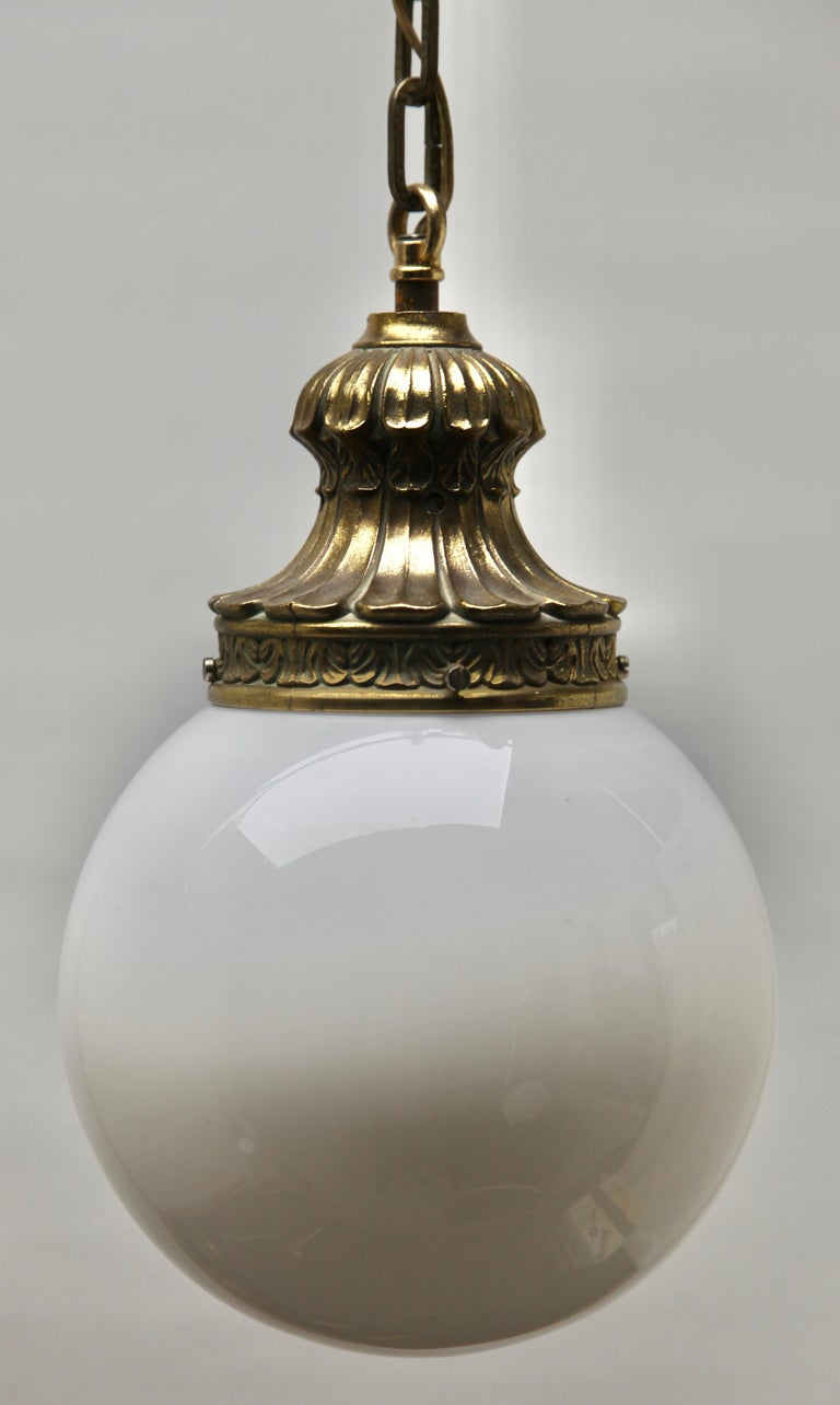 Pendant Lamp with a Opaline Shade, 1930s, Netherlands For Sale 4