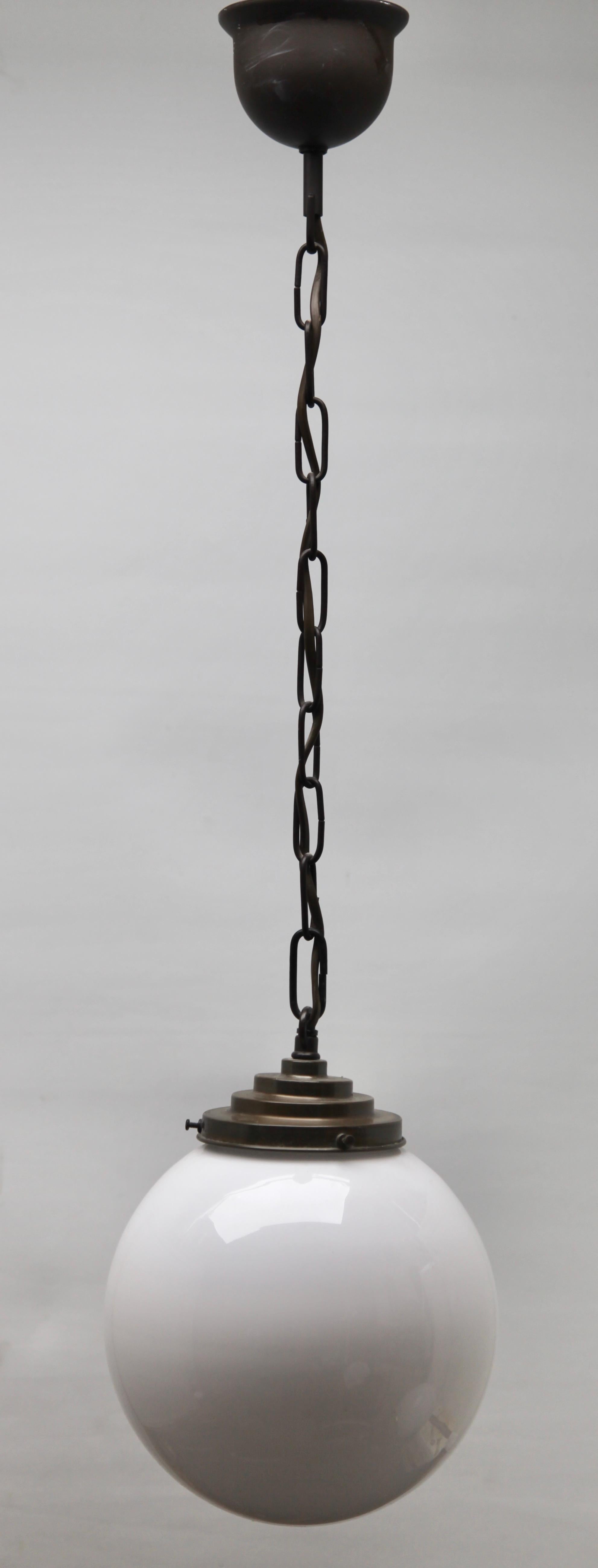 Pendant Lamp with a Opaline Shade, 1930s, Netherlands 5