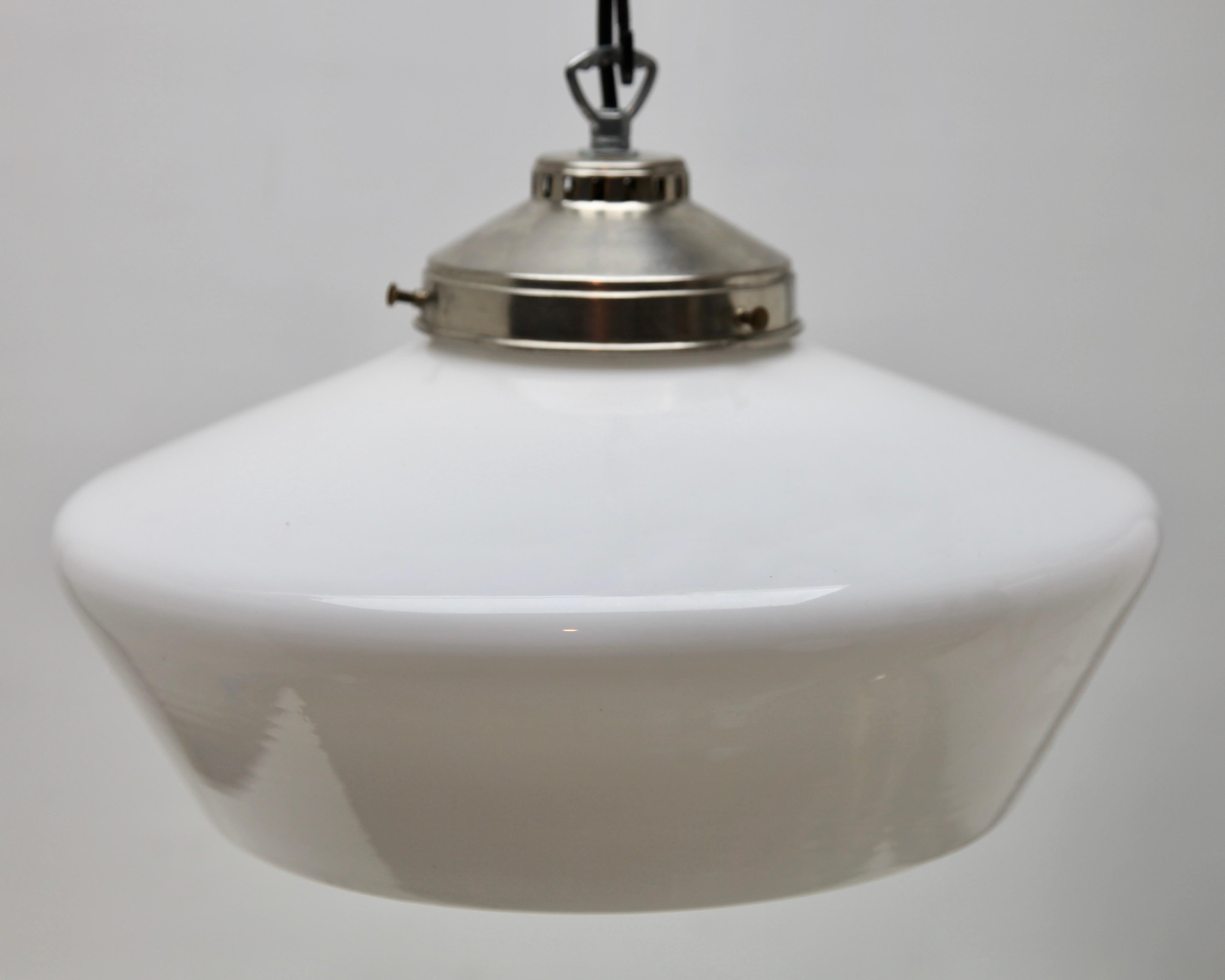 Art Deco Pendant Lamp with a Opaline Shade, 1930s, Netherlands For Sale