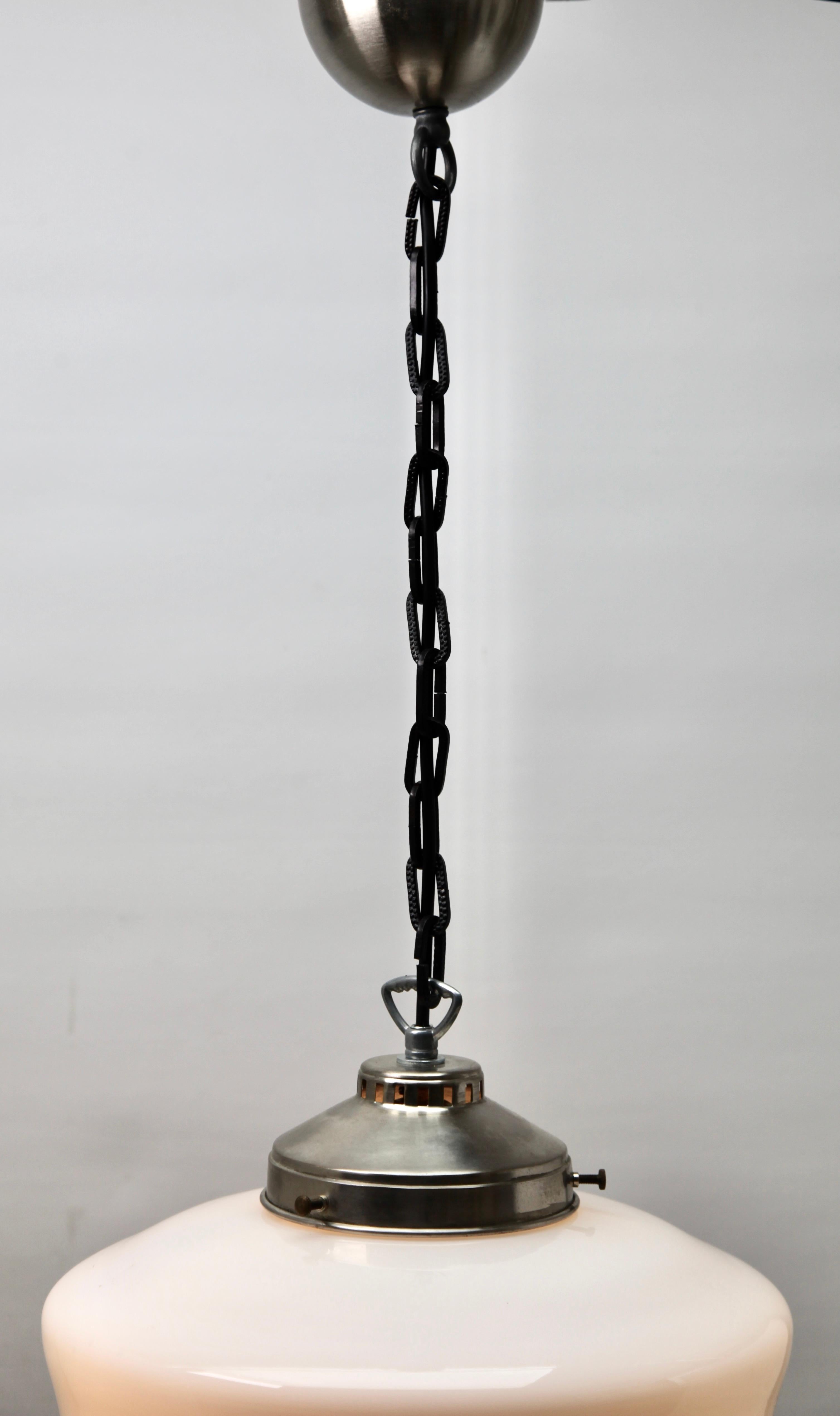 Mid-20th Century Pendant Lamp with a Opaline Shade, 1930s, Netherlands For Sale