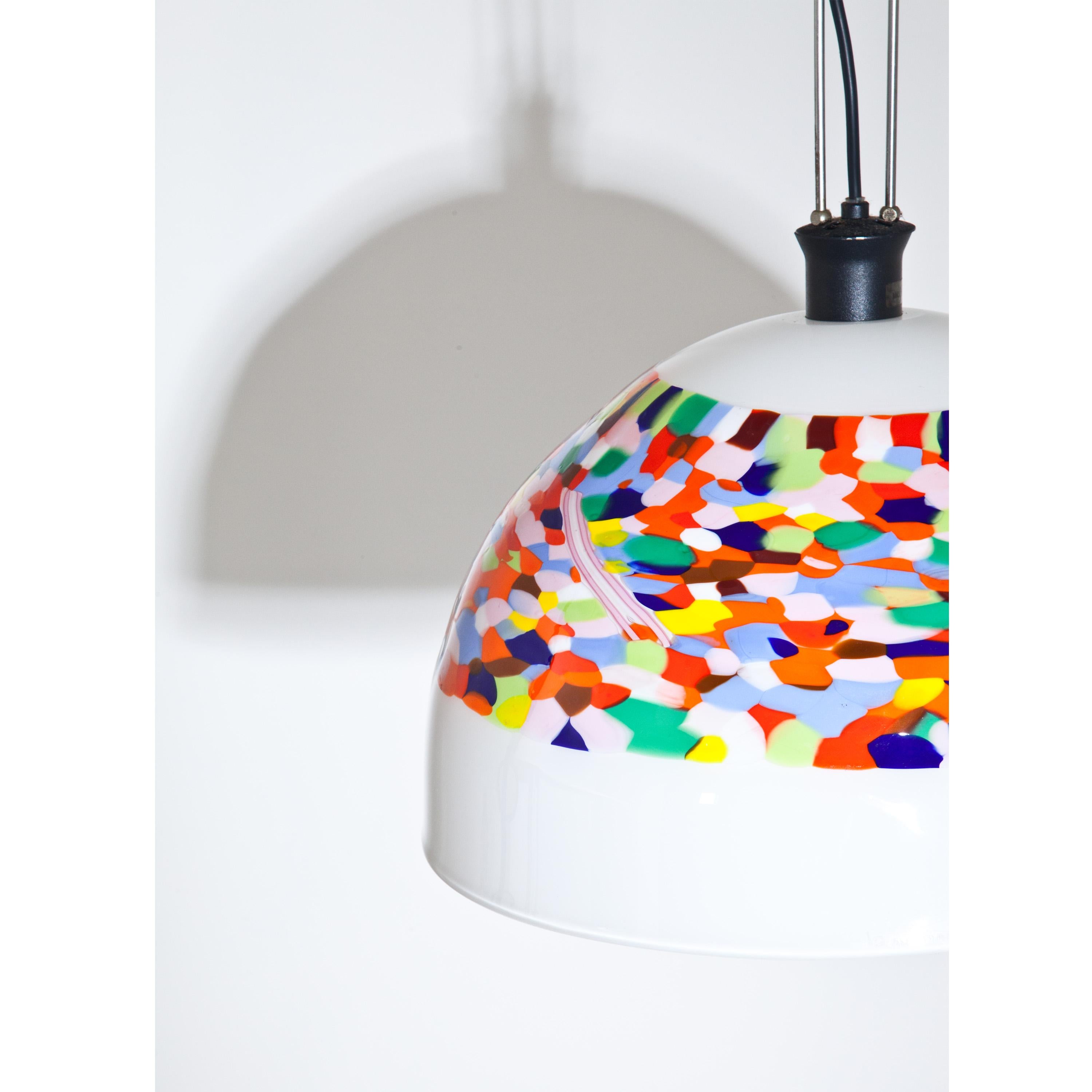 Modern Pendant Lamp with Murrine Glass Shade, Italy, 1980s-1990s For Sale