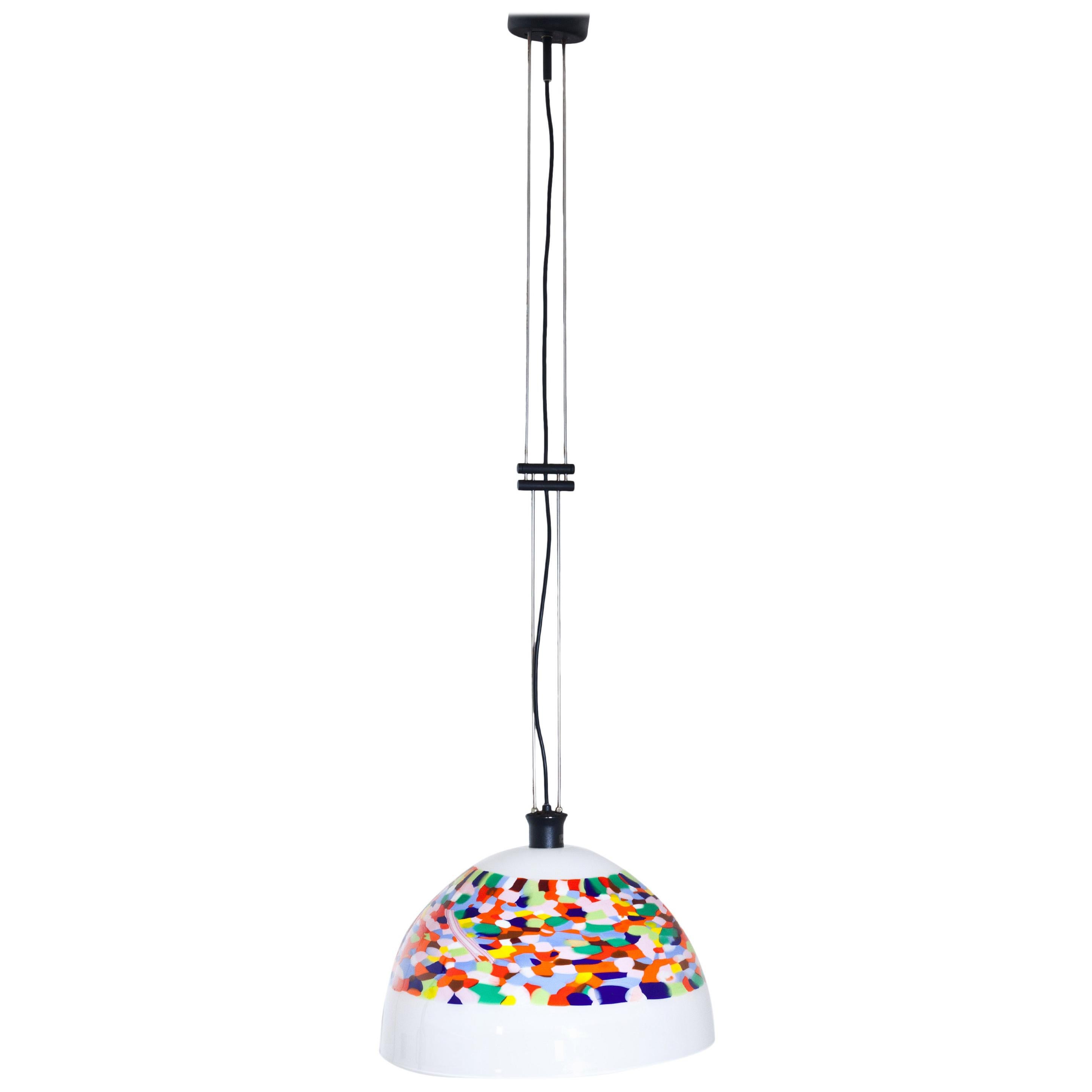 Lampe suspendue avec abat-jour en verre murrine, Italie, années 1980-1990