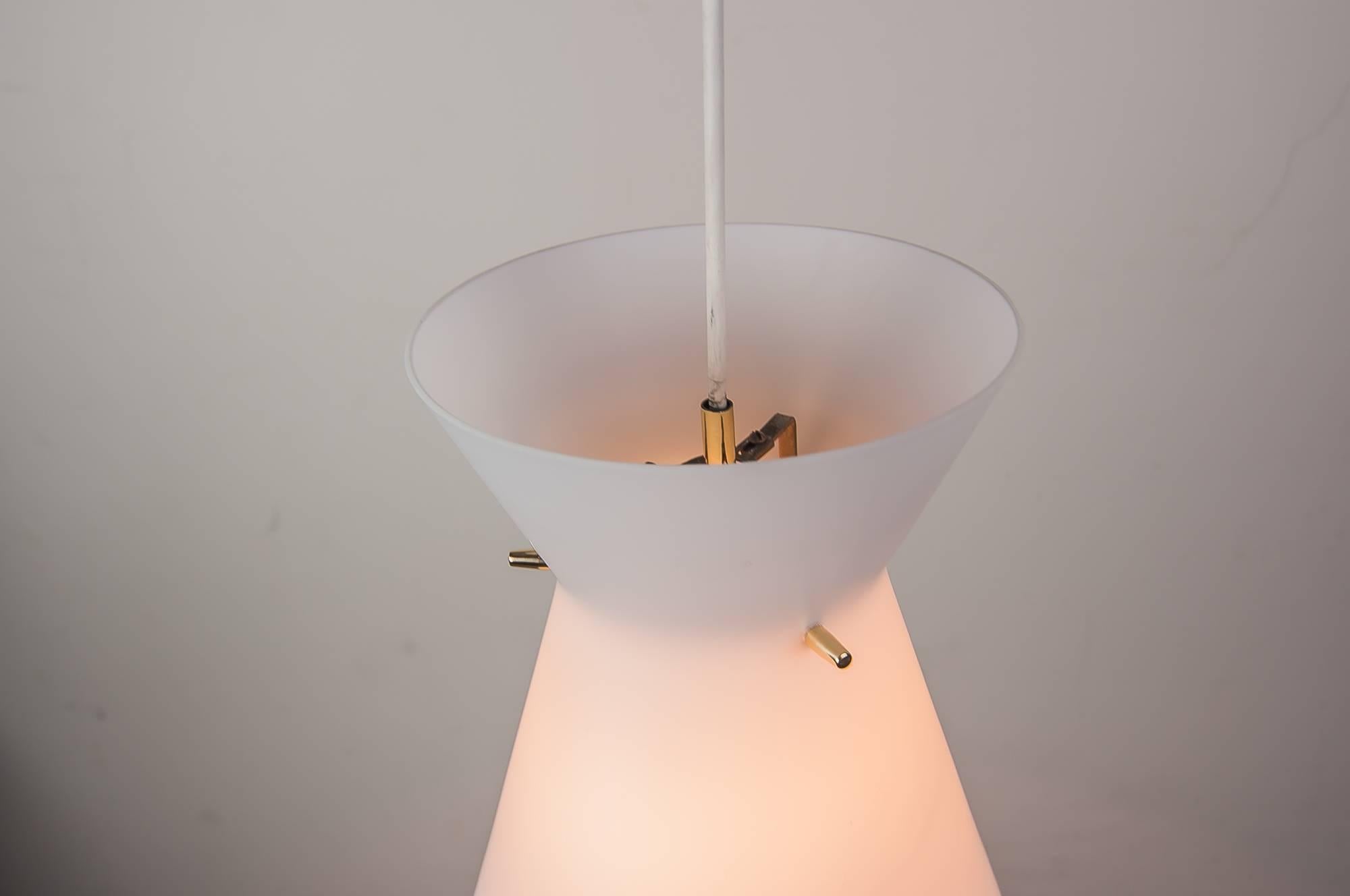 Pendant Lamp with Opal Glass Shade Italian, 1960s For Sale 4