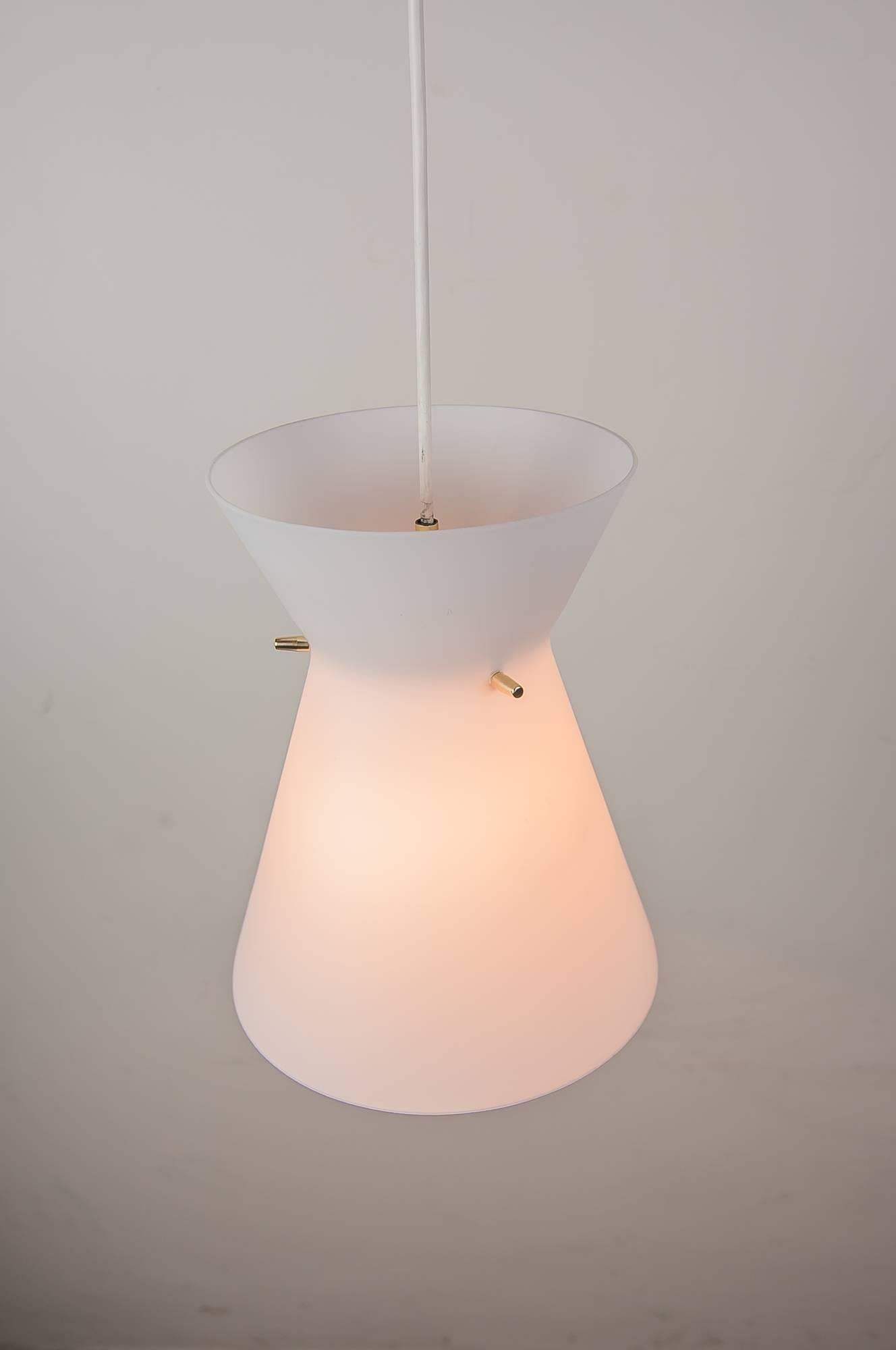 Pendant Lamp with Opal Glass Shade Italian, 1960s For Sale 5