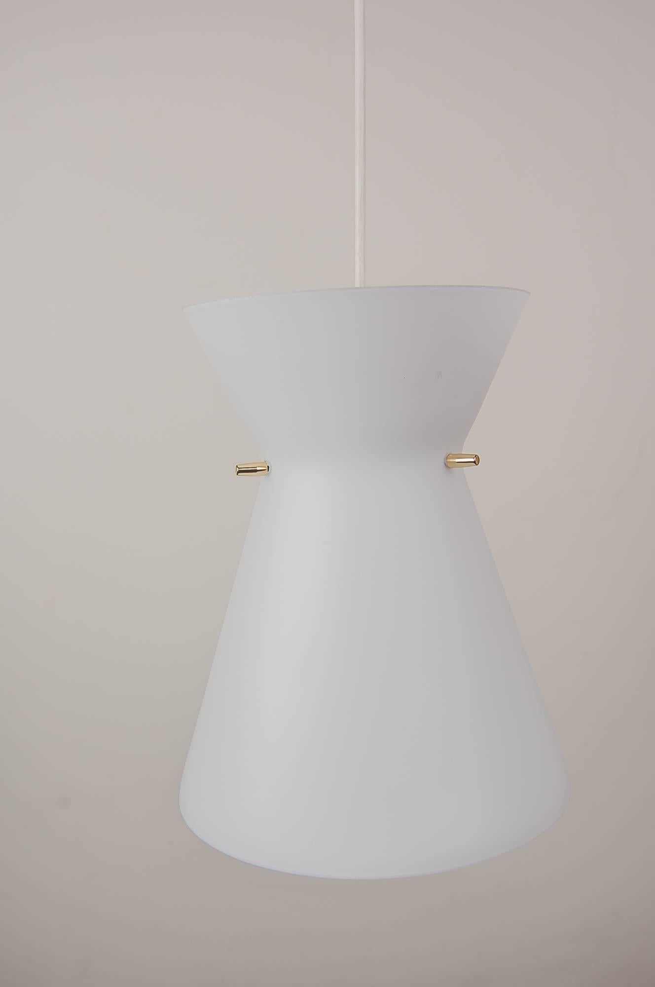 Mid-Century Modern Pendant Lamp with Opal Glass Shade Italian, 1960s For Sale