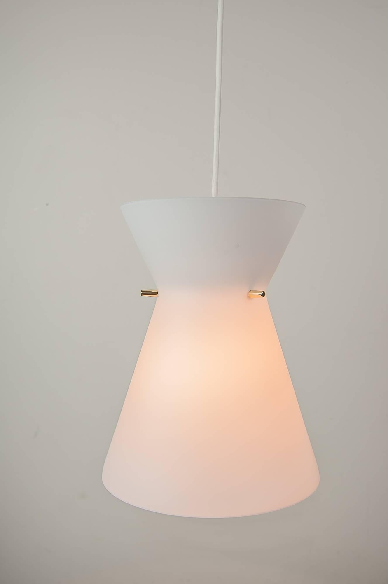 Pendant Lamp with Opal Glass Shade Italian, 1960s For Sale 1
