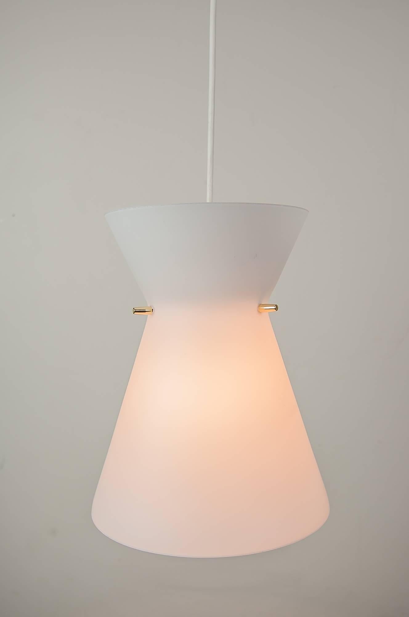 Pendant Lamp with Opal Glass Shade Italian, 1960s For Sale 2