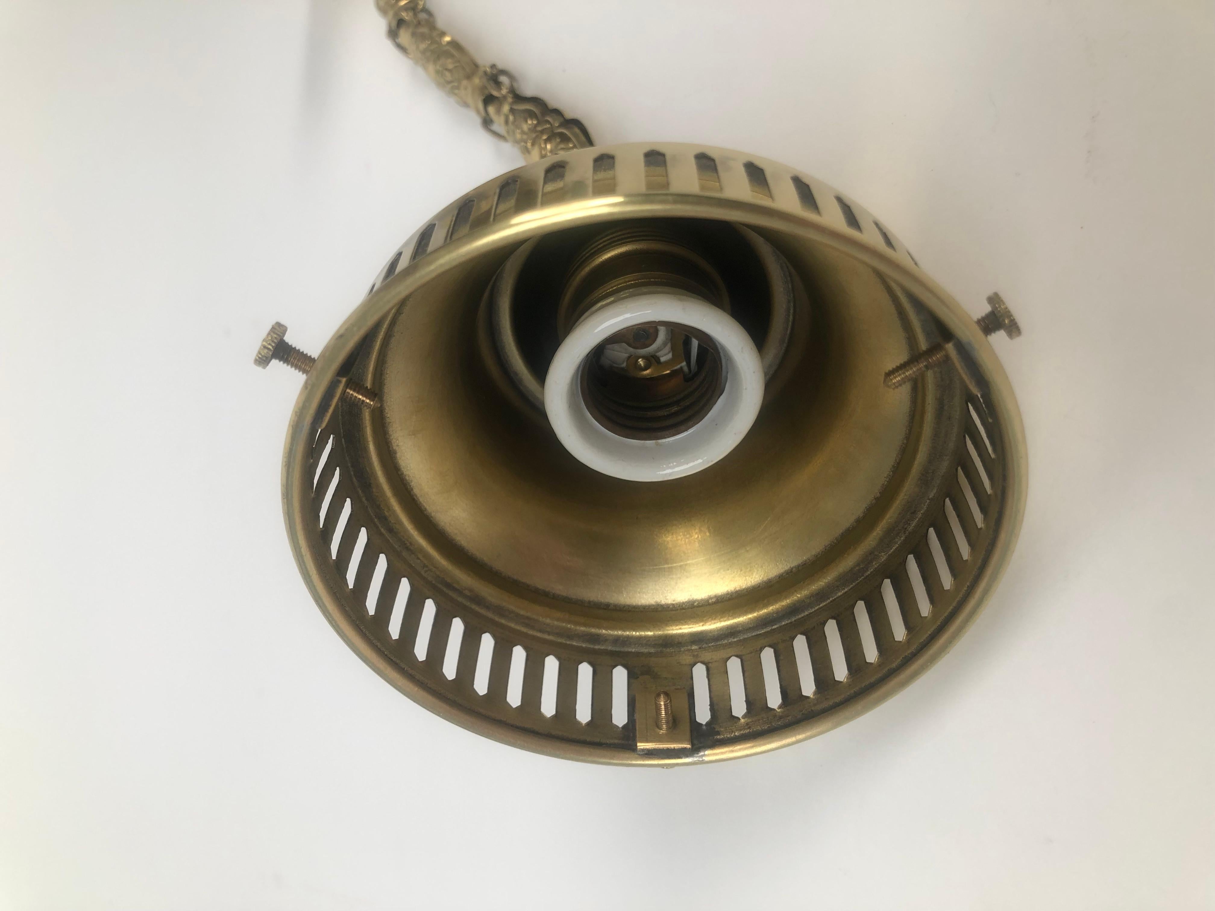Pendant Lamp with Ornate Chain and White Opaline Glass globe, 1900 Austria For Sale 2