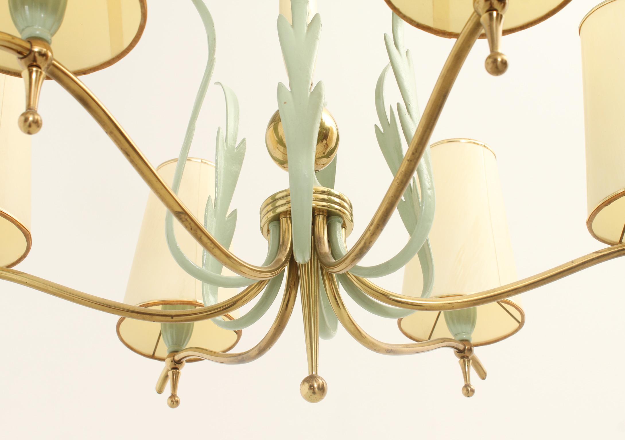 Pendant Lamp with Six Arms by Stilnovo, Italy, 1940's For Sale 3