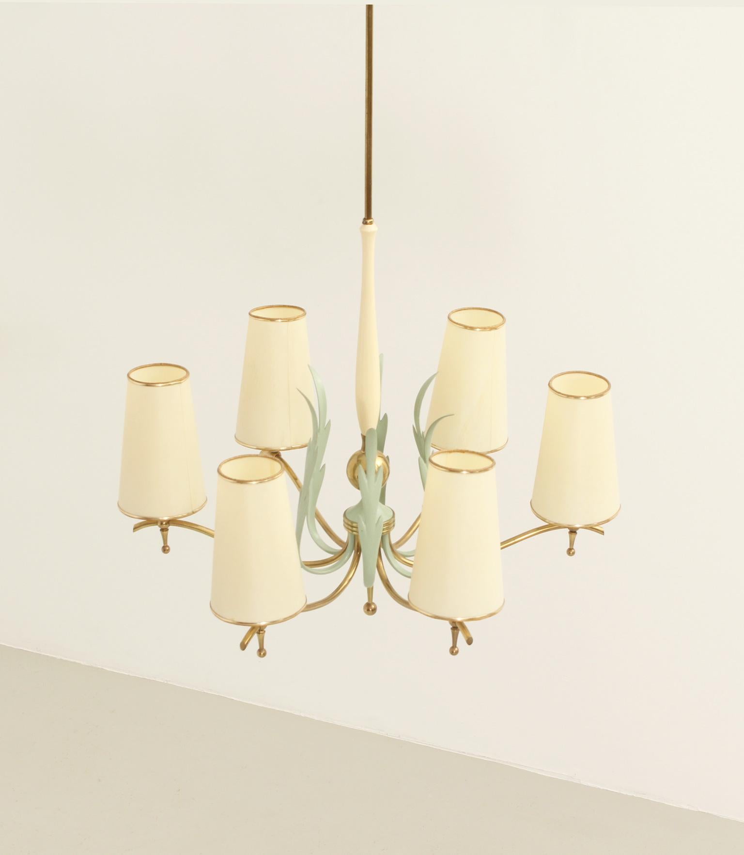 Pendant Lamp with Six Arms by Stilnovo, Italy, 1940's For Sale 4