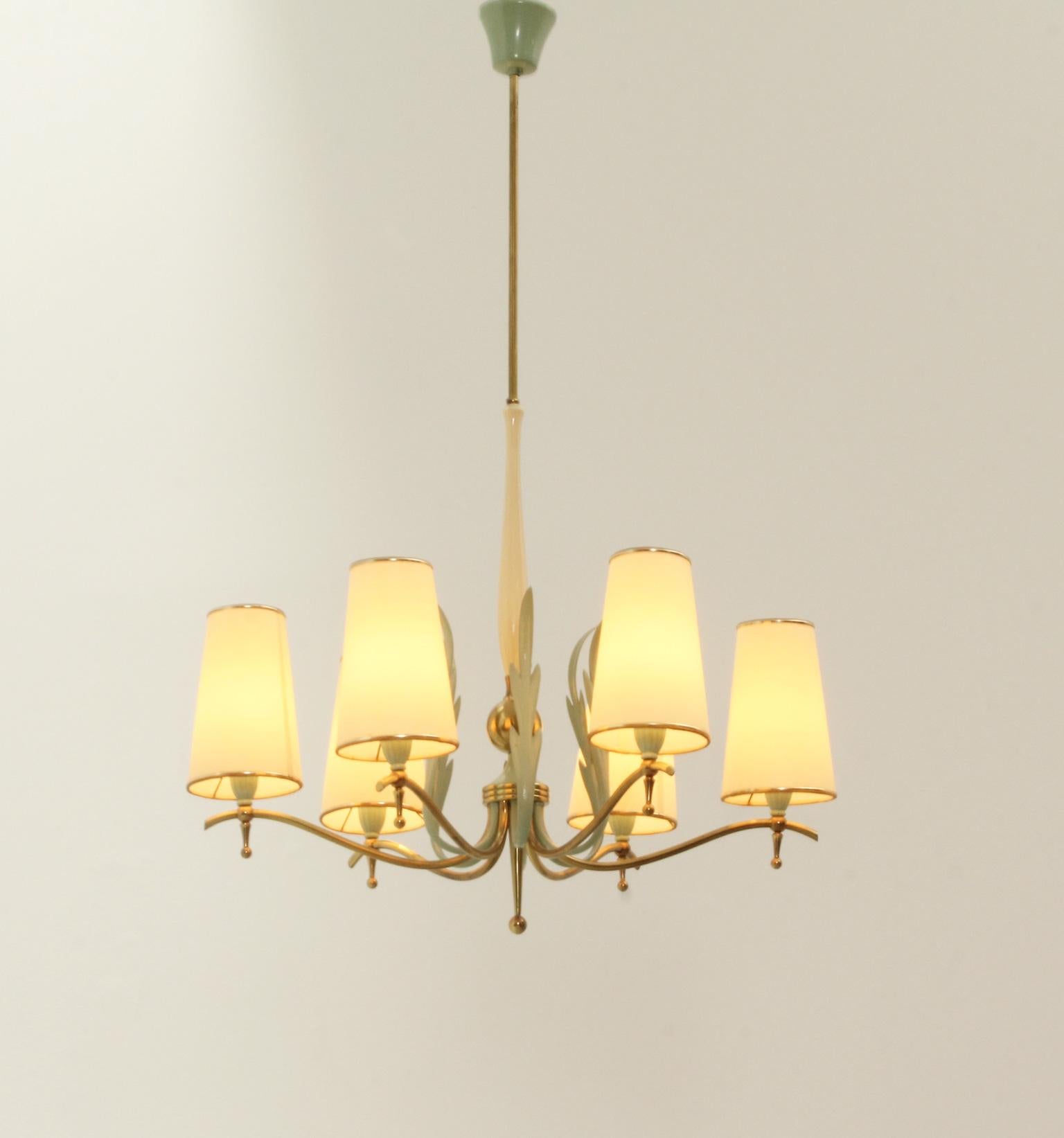 Pendant Lamp with Six Arms by Stilnovo, Italy, 1940's For Sale 6