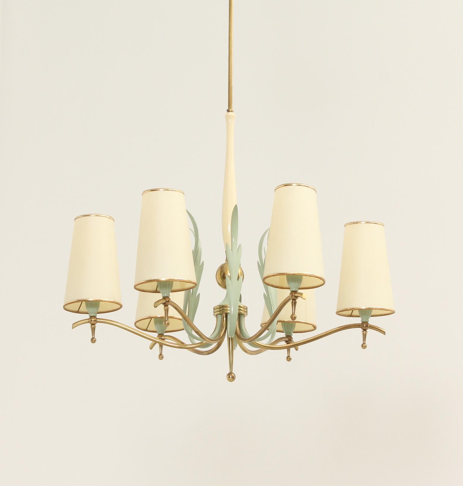 Italian Pendant Lamp with Six Arms by Stilnovo, Italy, 1940's For Sale