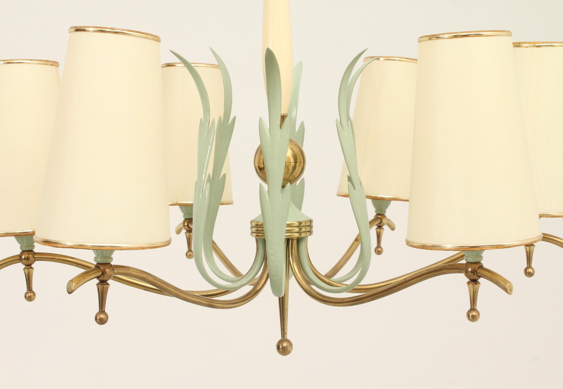 Pendant Lamp with Six Arms by Stilnovo, Italy, 1940's In Good Condition For Sale In Barcelona, ES