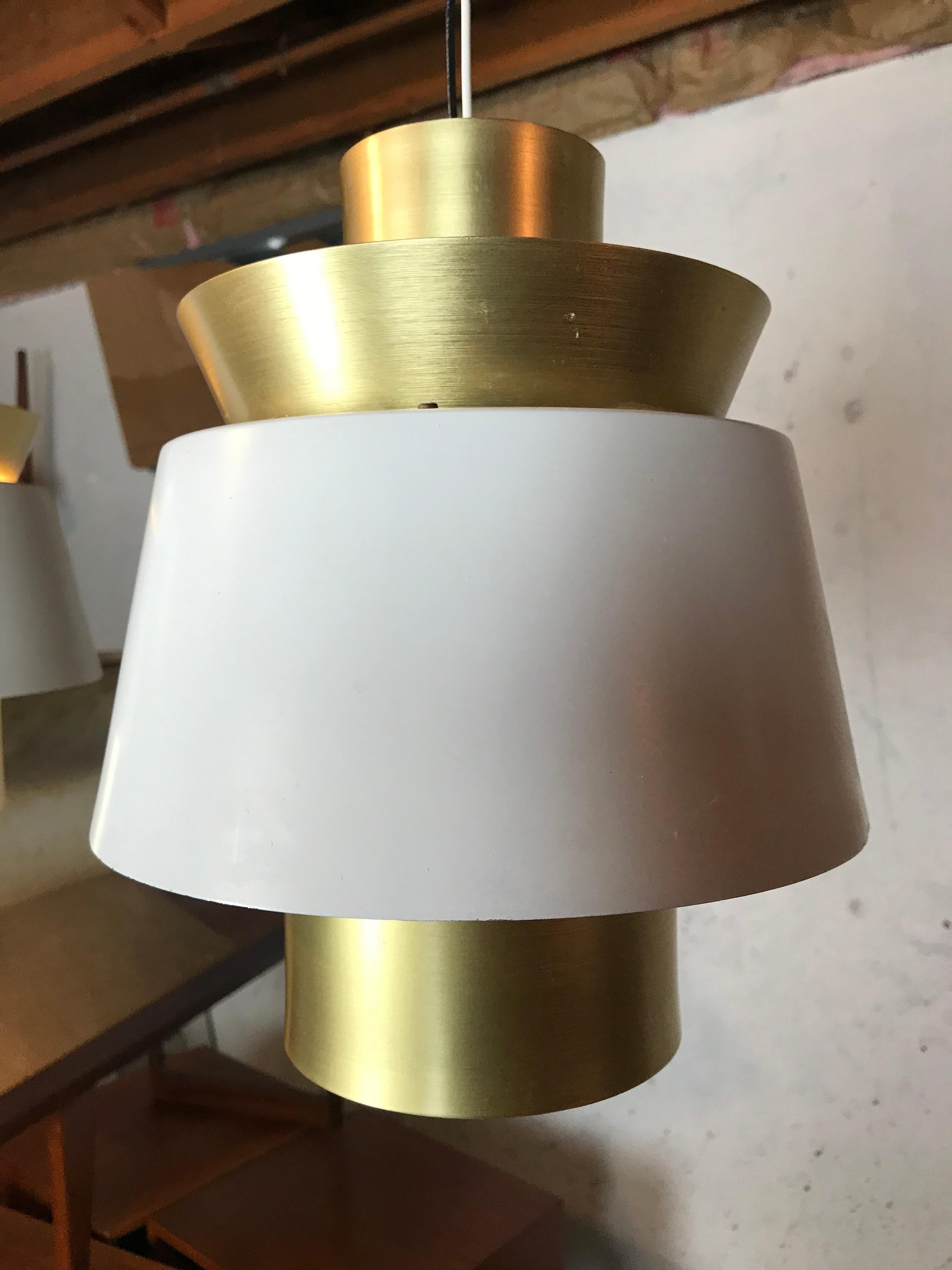Pendant Lamps in Brass and Painted Metal by Jorn Utzon for Nordisk Solar  4