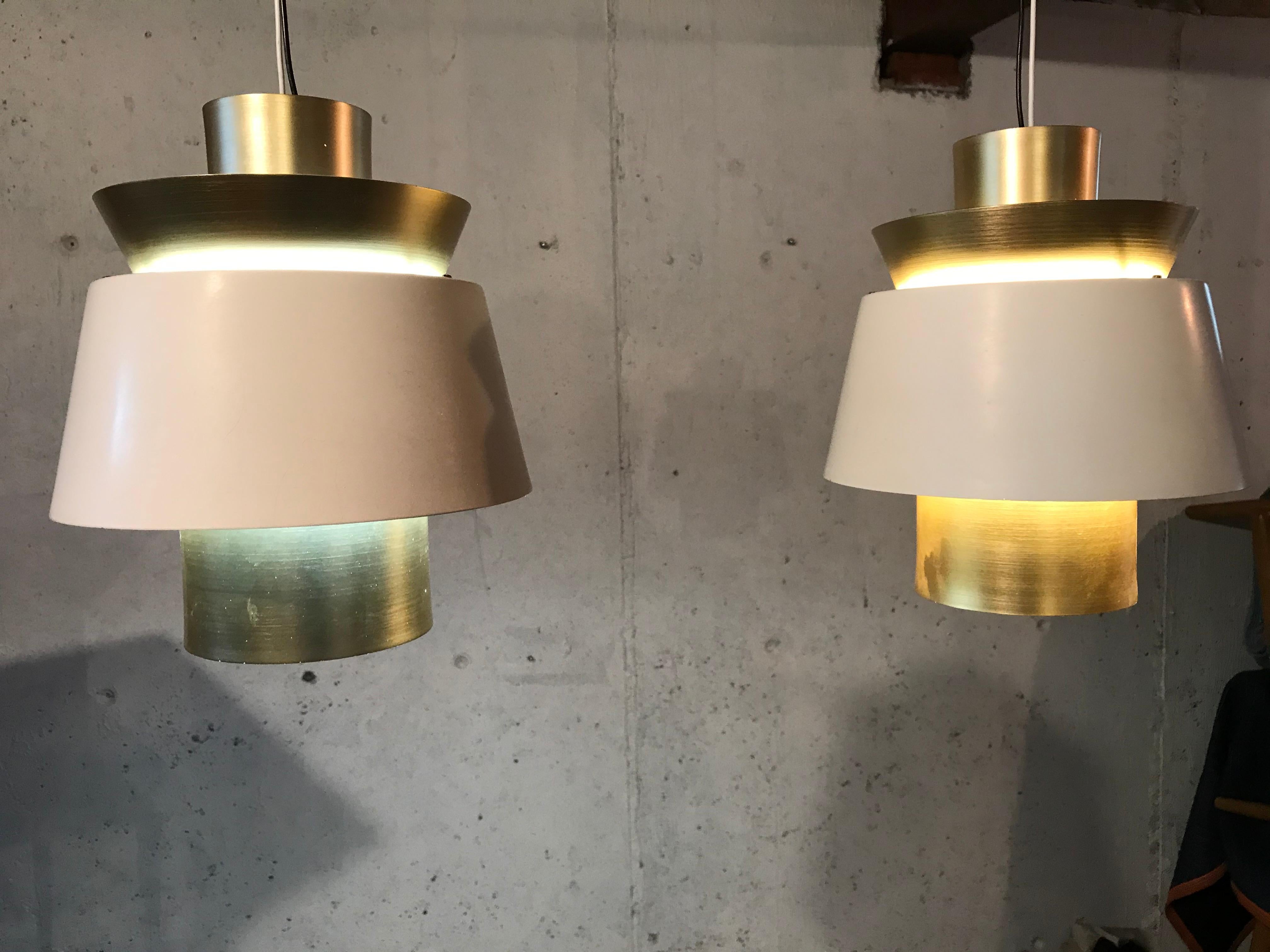 Pendant Lamps in Brass and Painted Metal by Jorn Utzon for Nordisk Solar  8