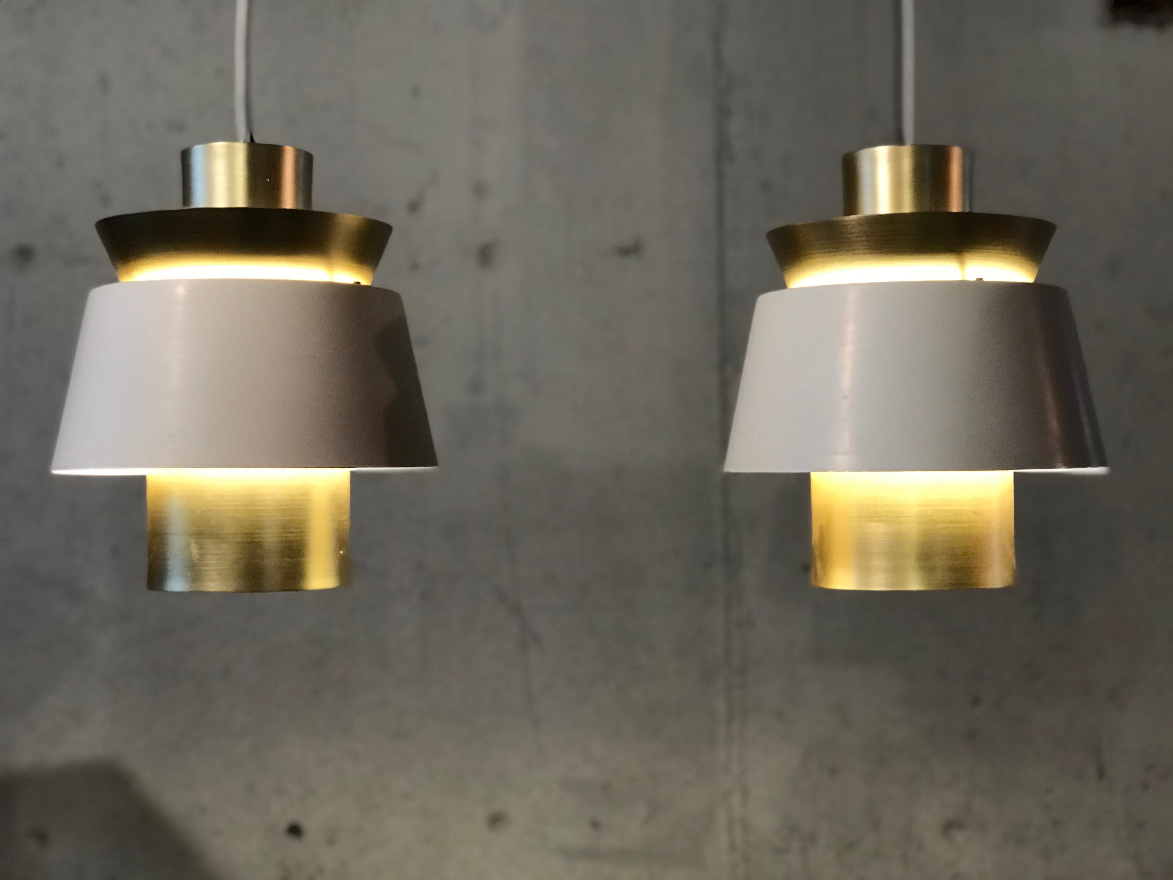 Mid-Century Modern Pendant Lamps in Brass and Painted Metal by Jorn Utzon for Nordisk Solar 