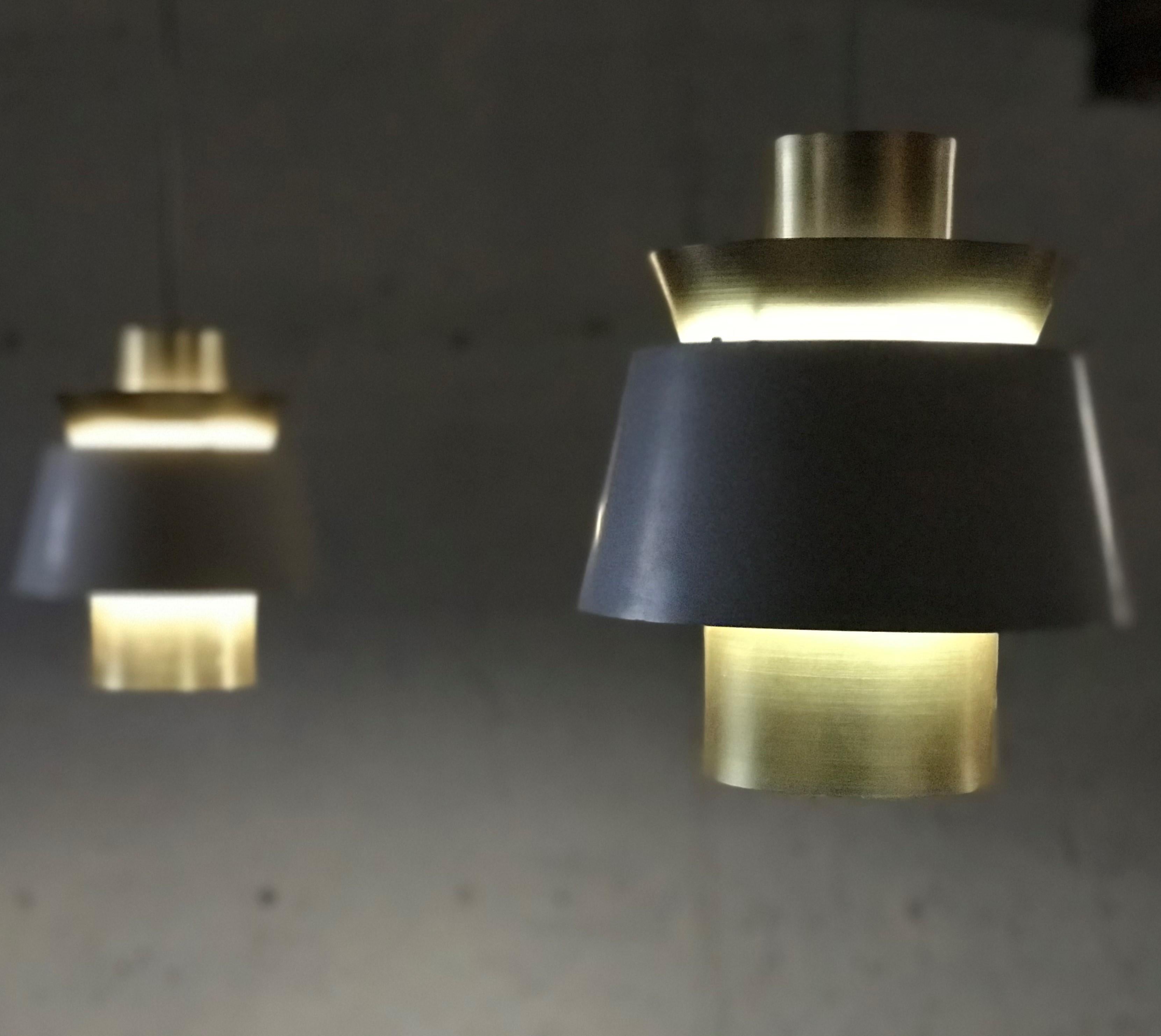 Danish Pendant Lamps in Brass and Painted Metal by Jorn Utzon for Nordisk Solar 