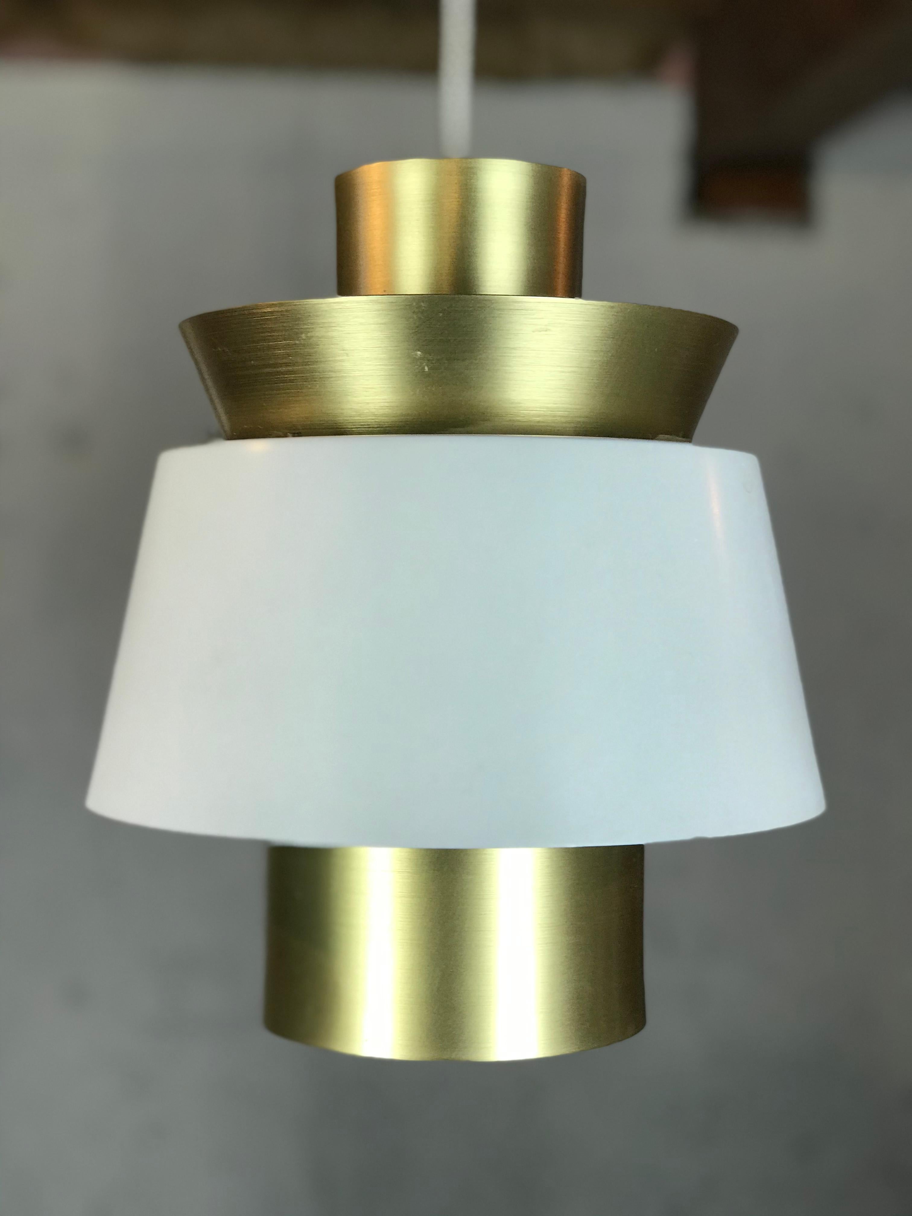 Plated Pendant Lamps in Brass and Painted Metal by Jorn Utzon for Nordisk Solar 