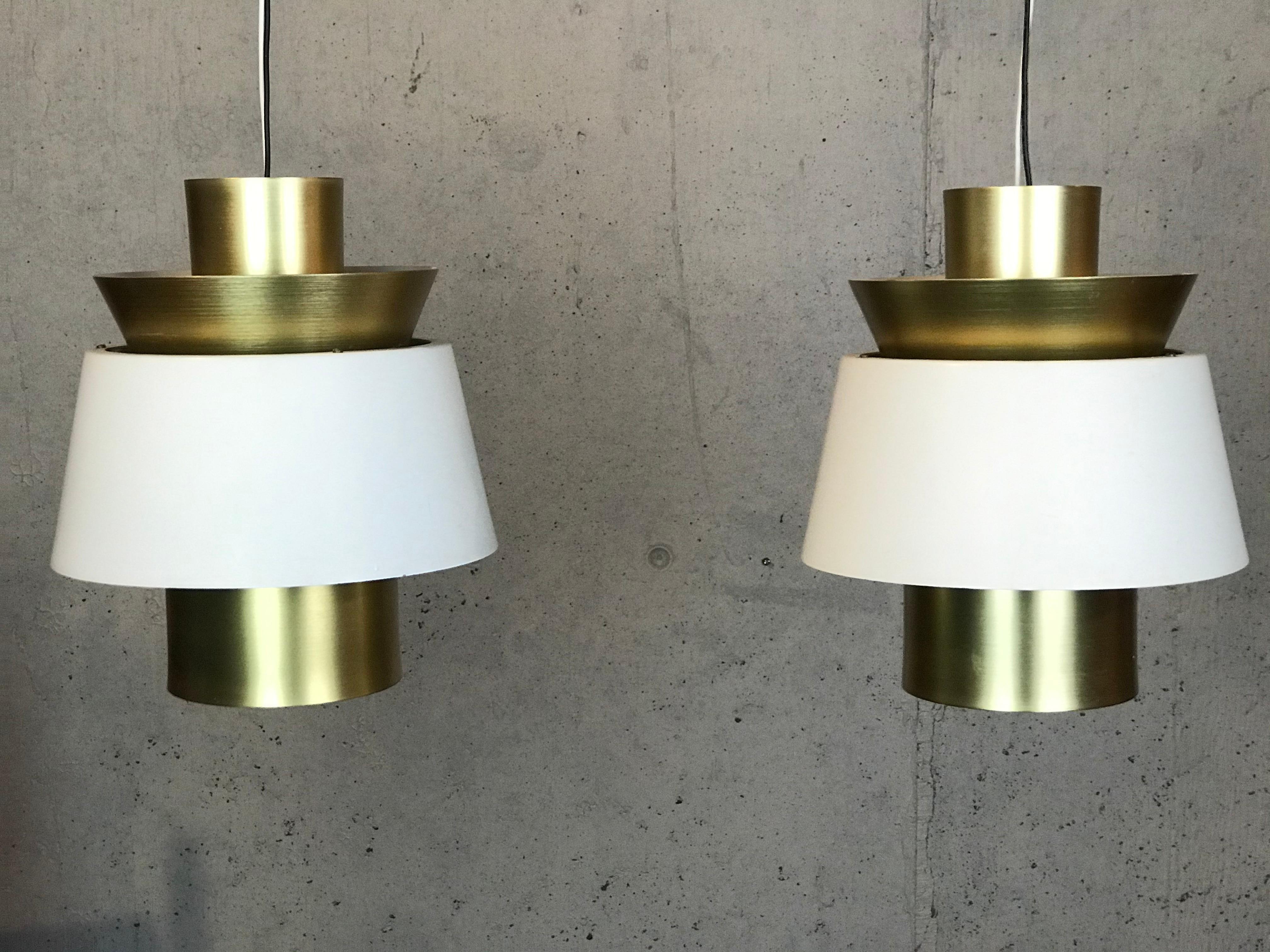 Pendant Lamps in Brass and Painted Metal by Jorn Utzon for Nordisk Solar  2