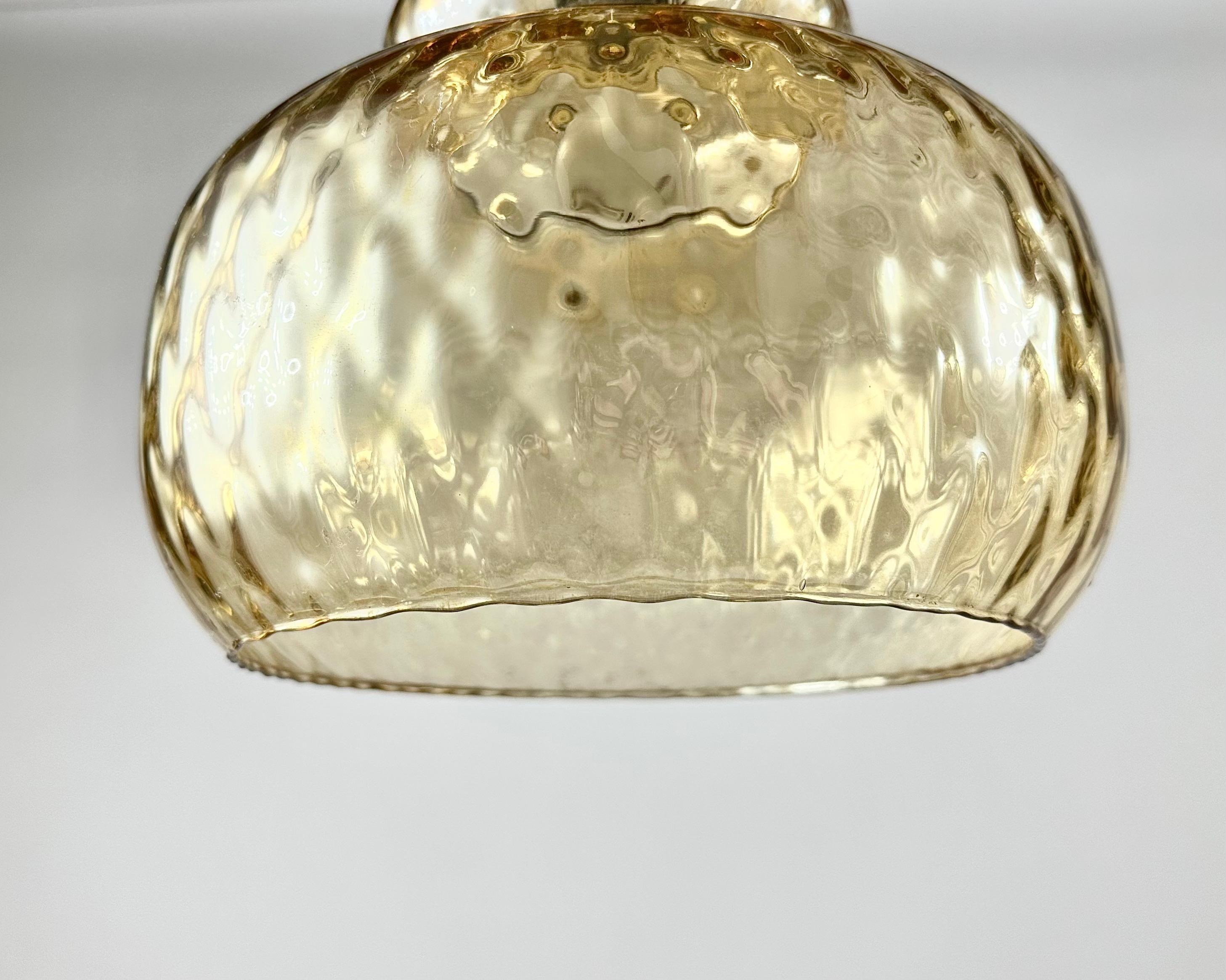 Pendant Lamps In Iridescent Glass Vintage Light Fixture Germany 1970's In Excellent Condition For Sale In Bastogne, BE