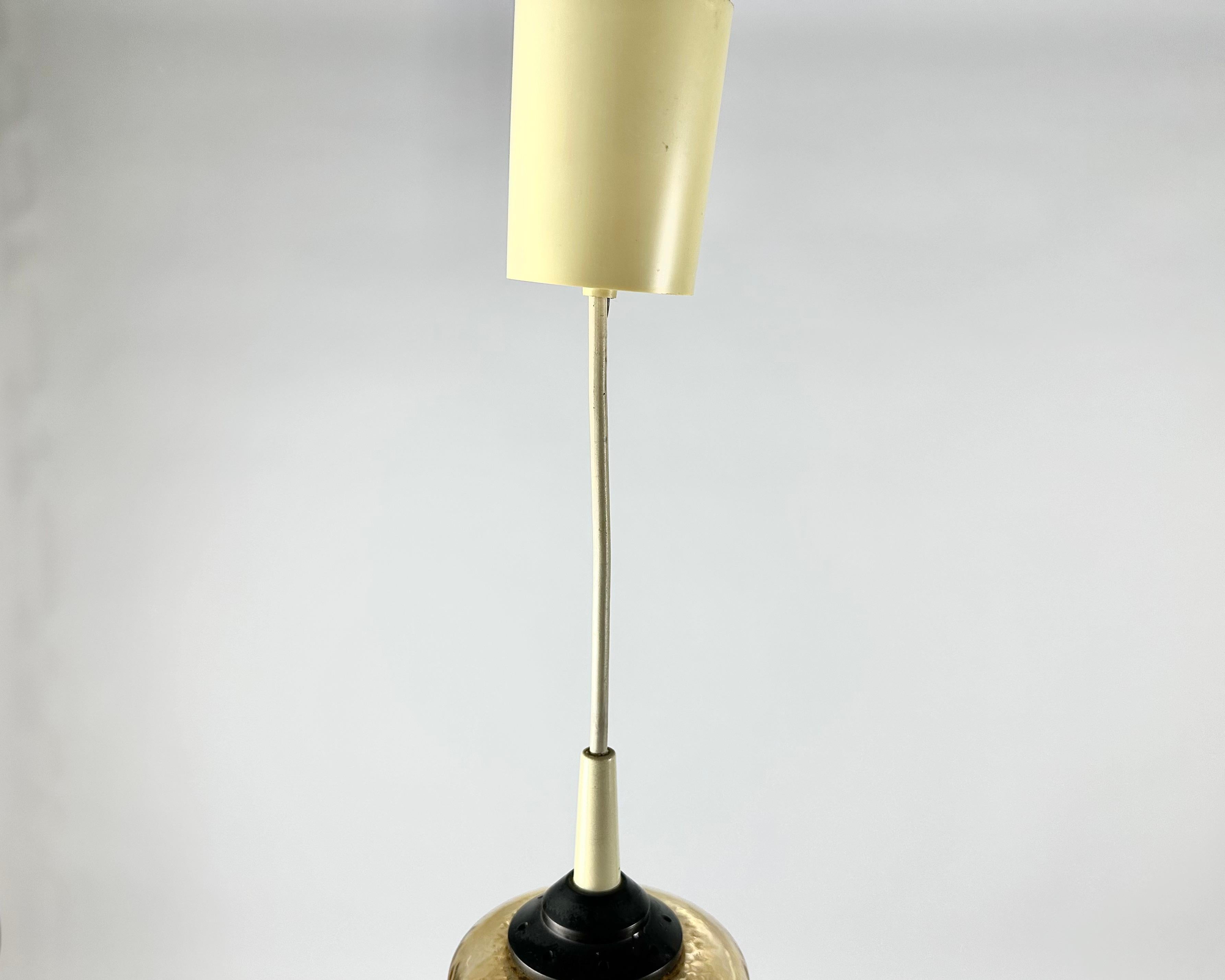 Blown Glass Pendant Lamps In Iridescent Glass Vintage Light Fixture Germany 1970's For Sale