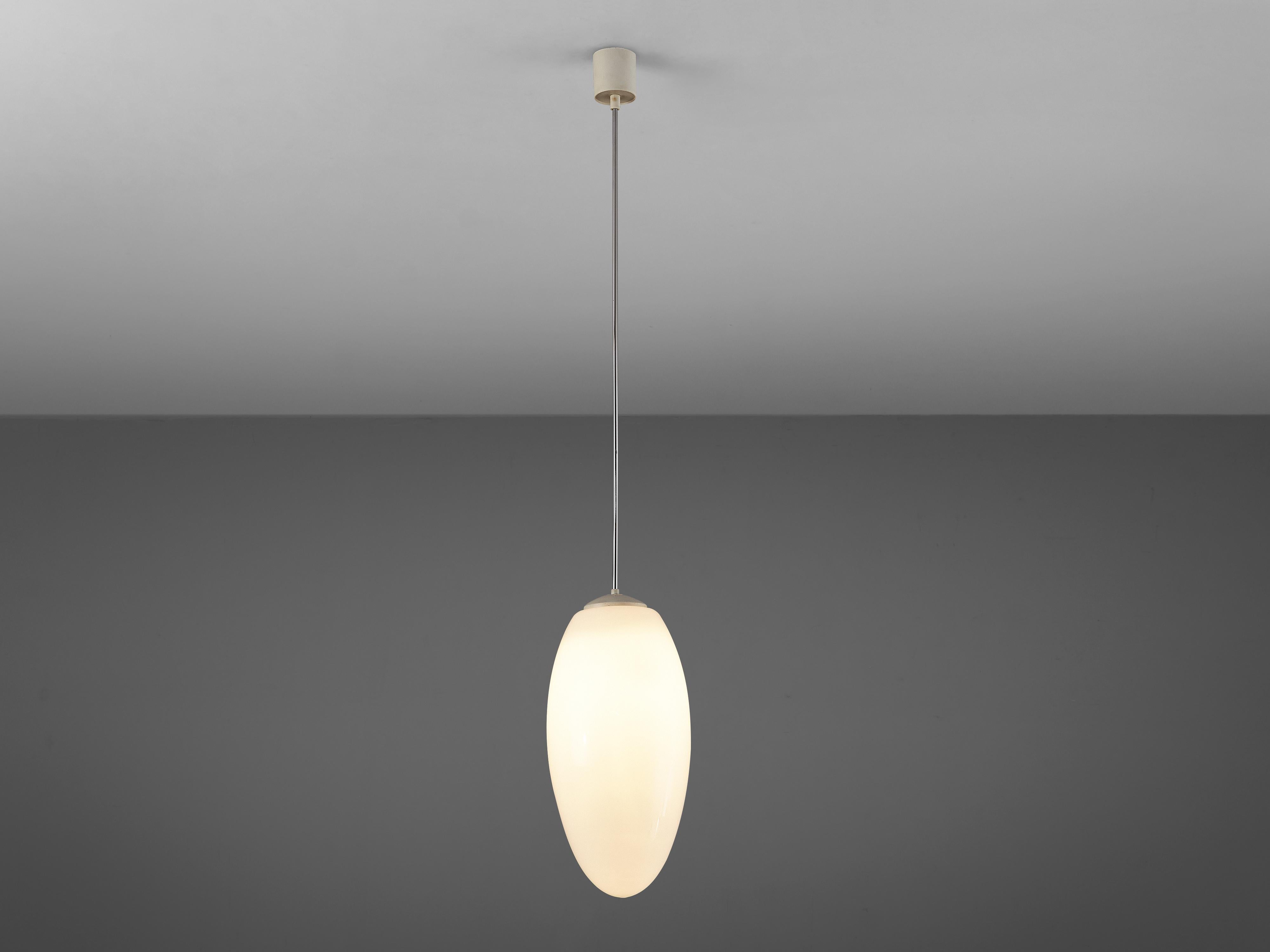 Late 20th Century Pendant Lamps in Opaline Glass and Metal For Sale