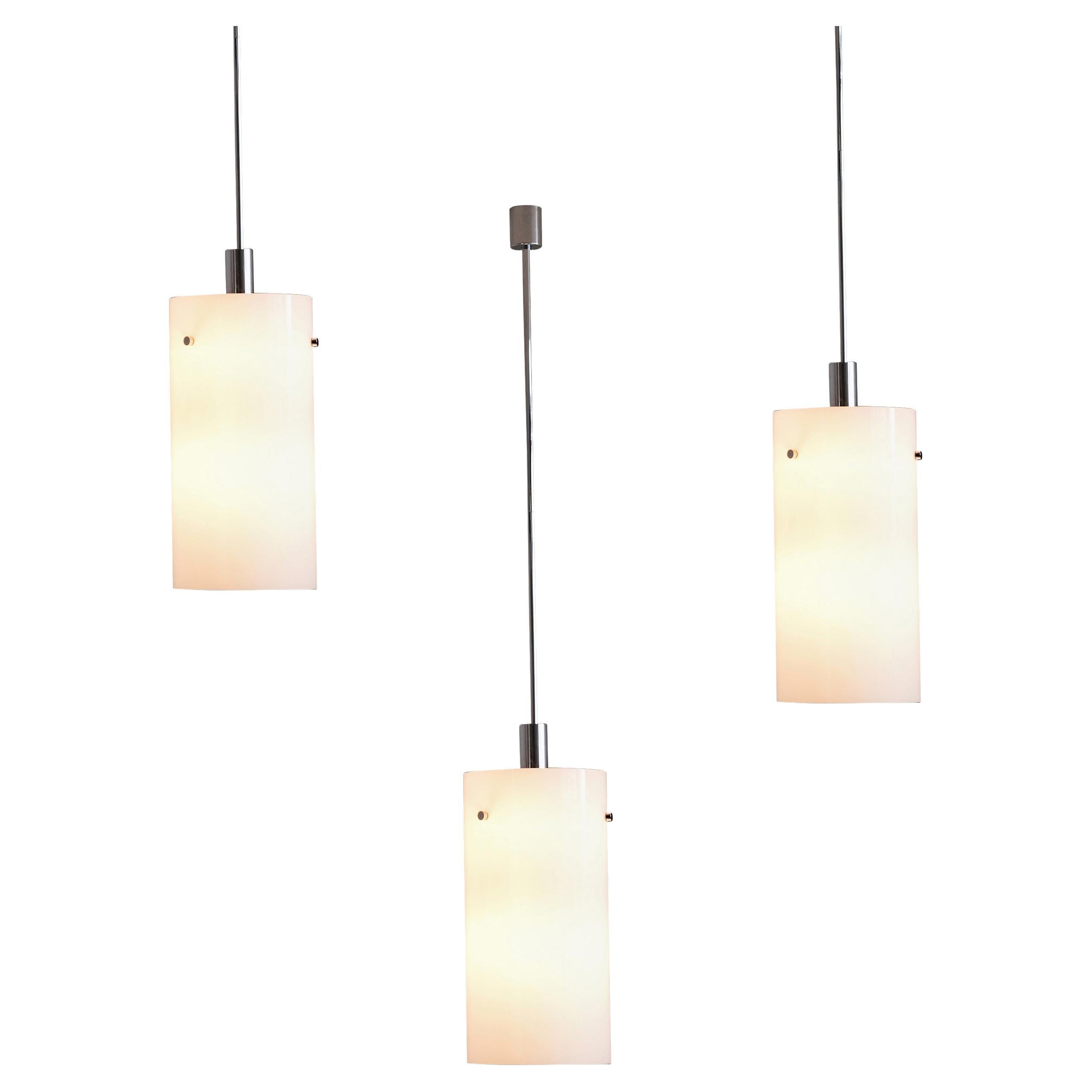Pendant Lamps with White Glass Shade For Sale