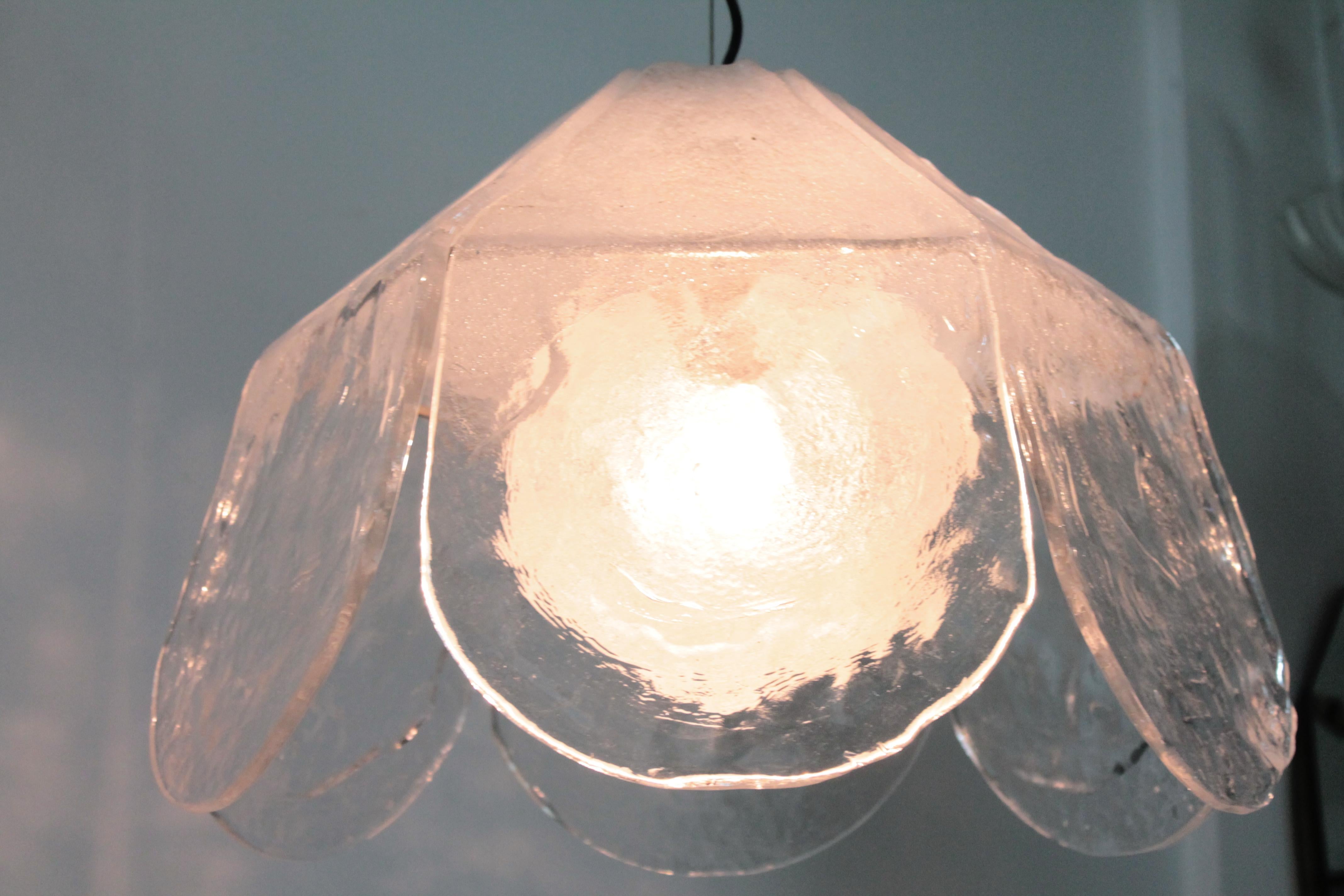 Italian Pendant light 1970s Murano Glass Mazzega Design Carlo Nason 