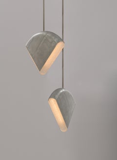 Pendant light "bb" in Sand-Cast Aluminium with Glass Diffuser by Corpus Studio